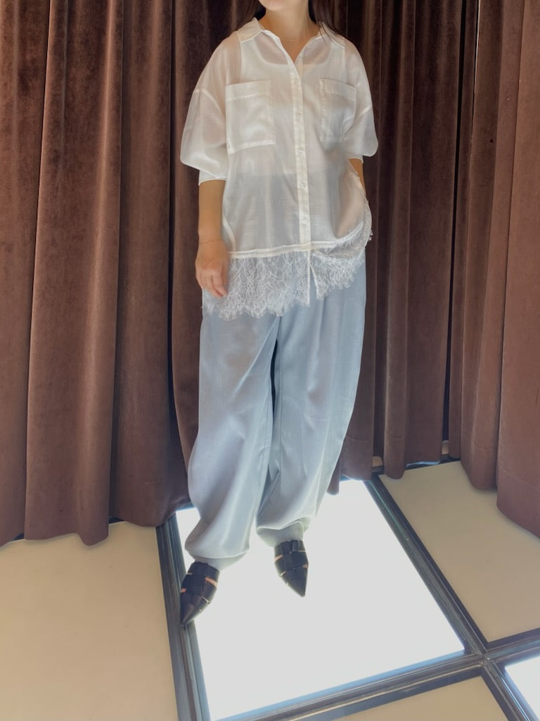 【ROSIEE】裾レースシアーシャツ/R813208