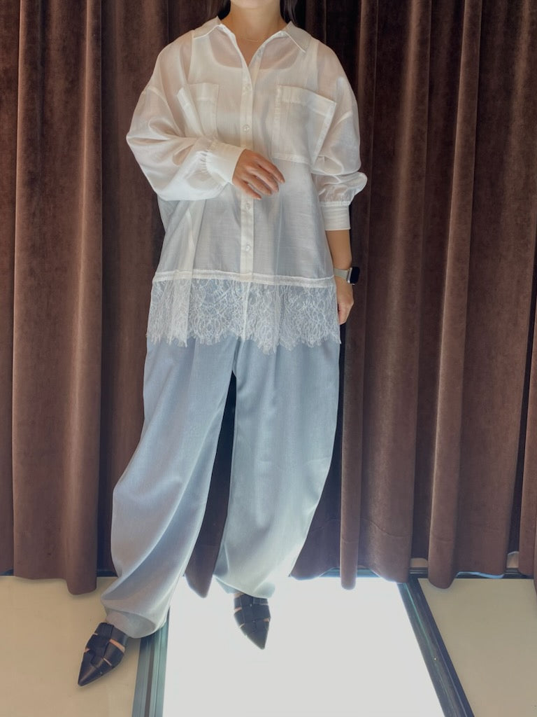 【ROSIEE】裾レースシアーシャツ/R813208