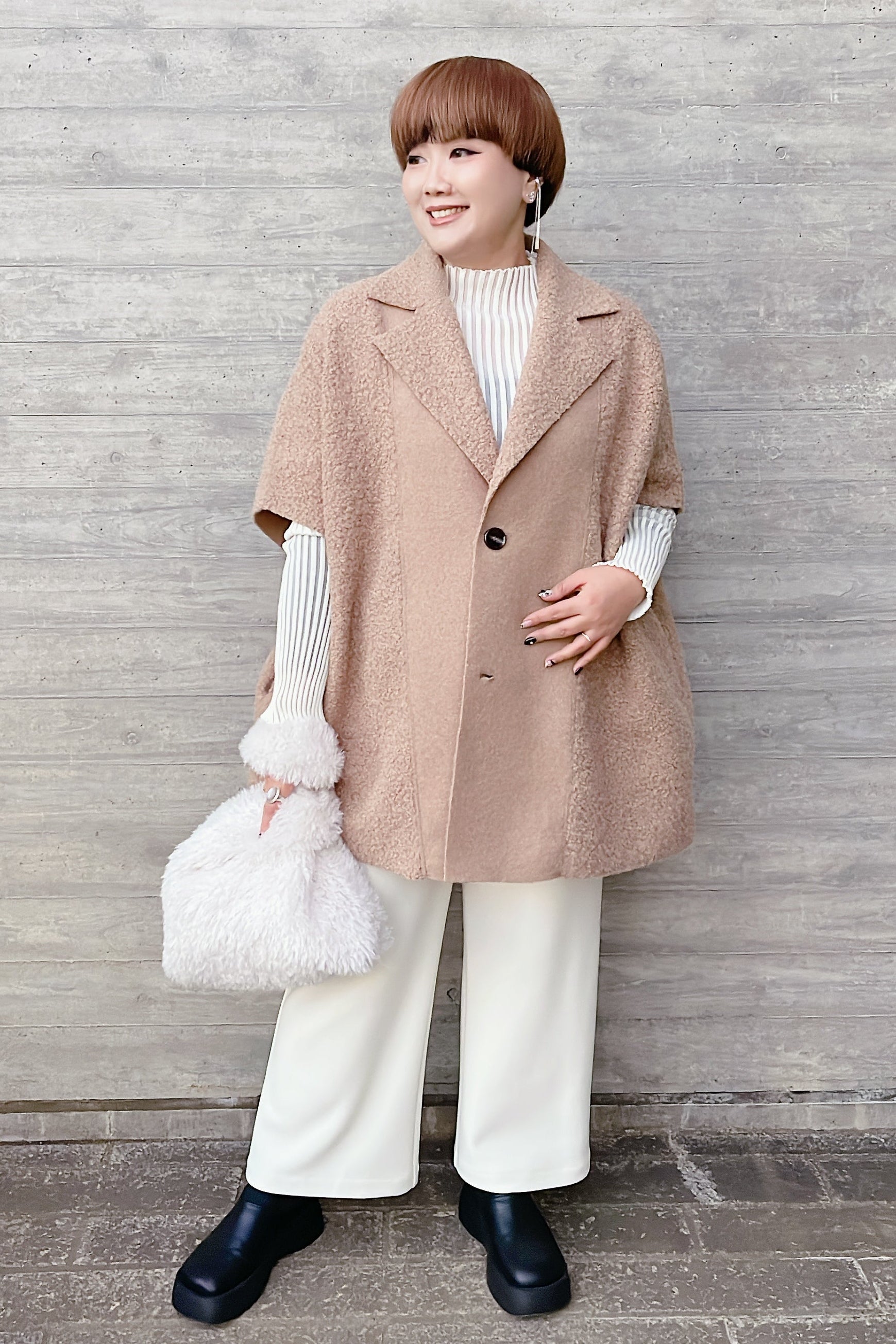 【CYNICAL】ボアスライバーニットリバーシブルポンチョ/552-94054 572-94054　582-94054