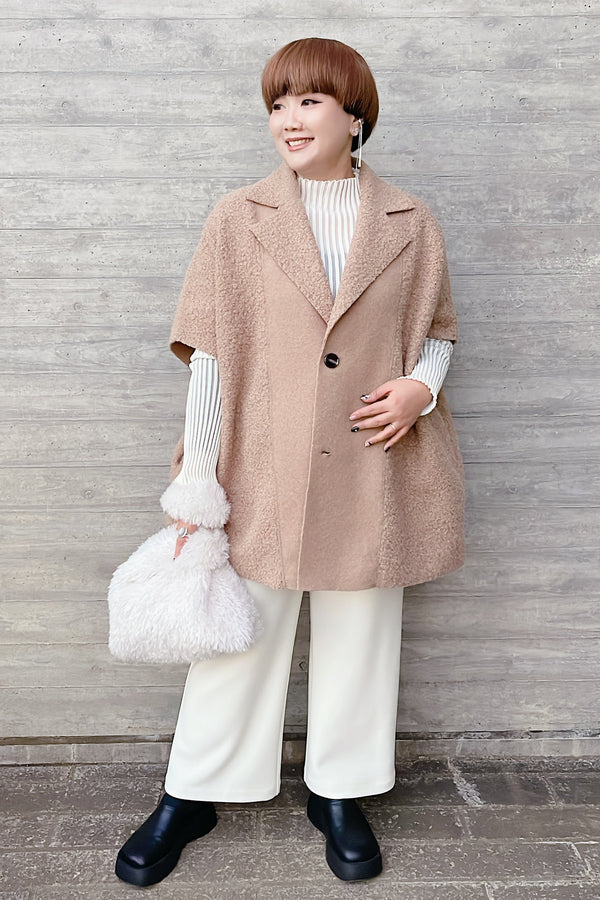 【CYNICAL】ボアスライバーニットリバーシブルポンチョ/552-94054 572-94054　582-94054