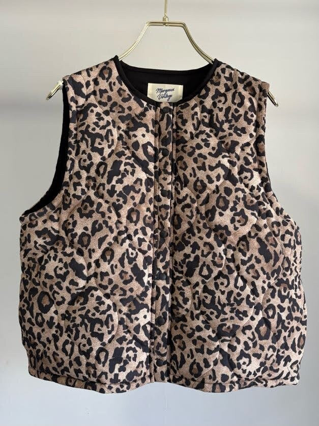 【MARGAUX VINTAGE】レオパードパディングベスト/MG JK-26087-A