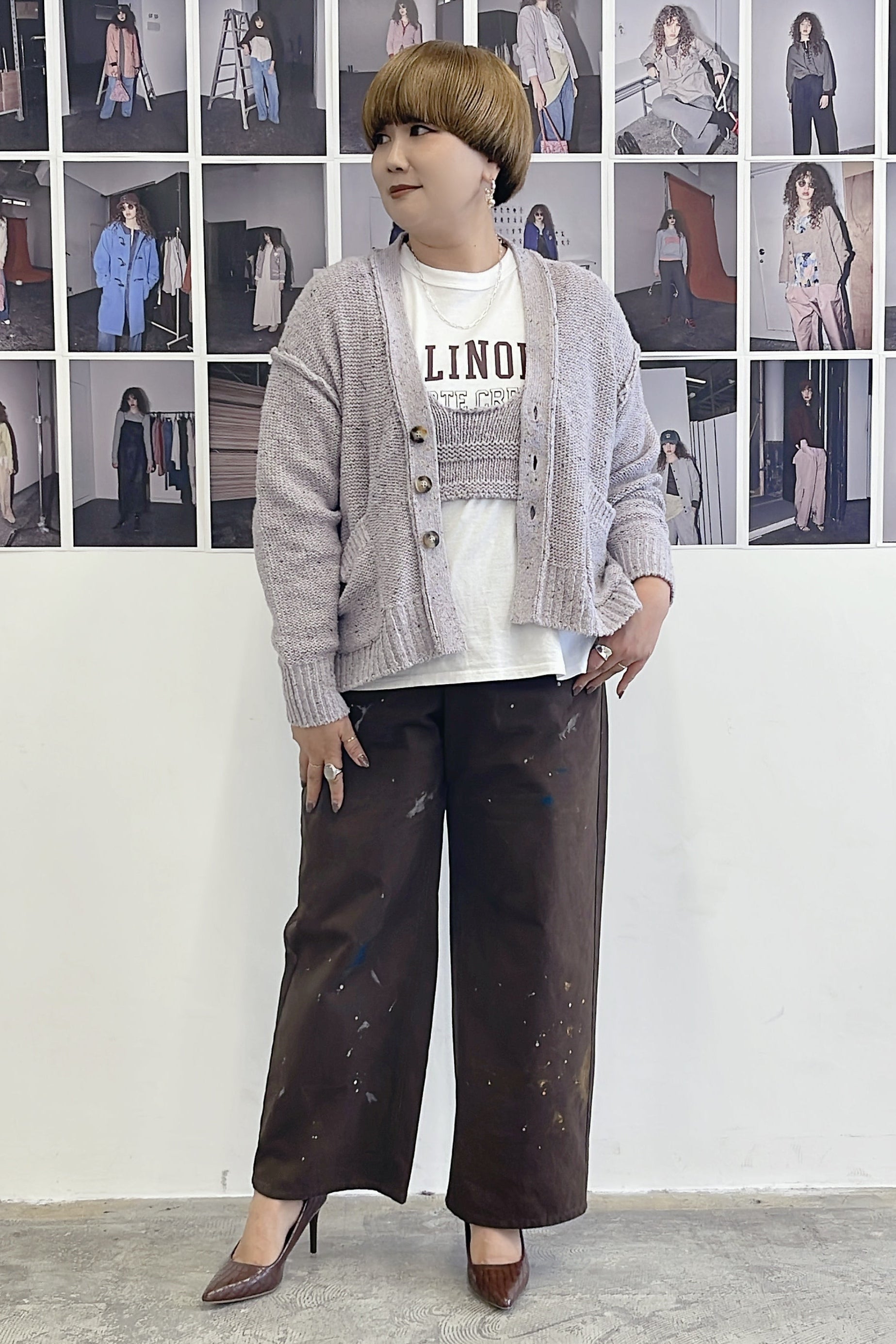 【LE MÉLANGE】ペイント加工ワイドパンツ/8653501