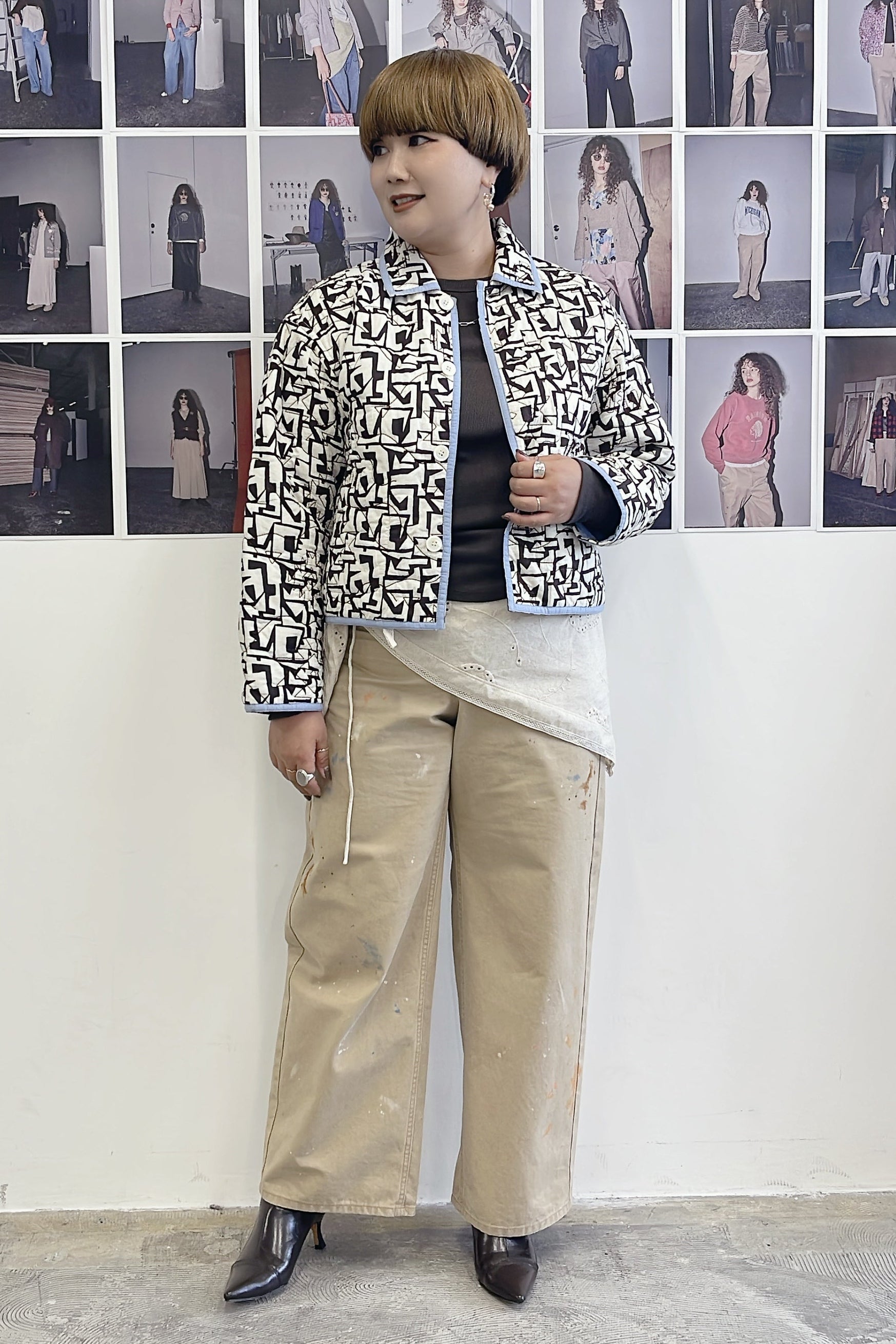 【LE MÉLANGE】ペイント加工ワイドパンツ/8653501