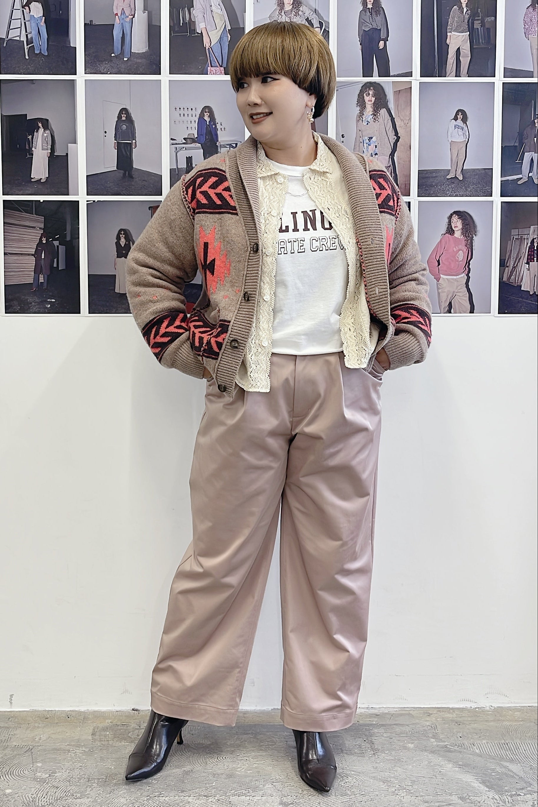 【LE MÉLANGE】キリム柄ショールカーディガン/8652103