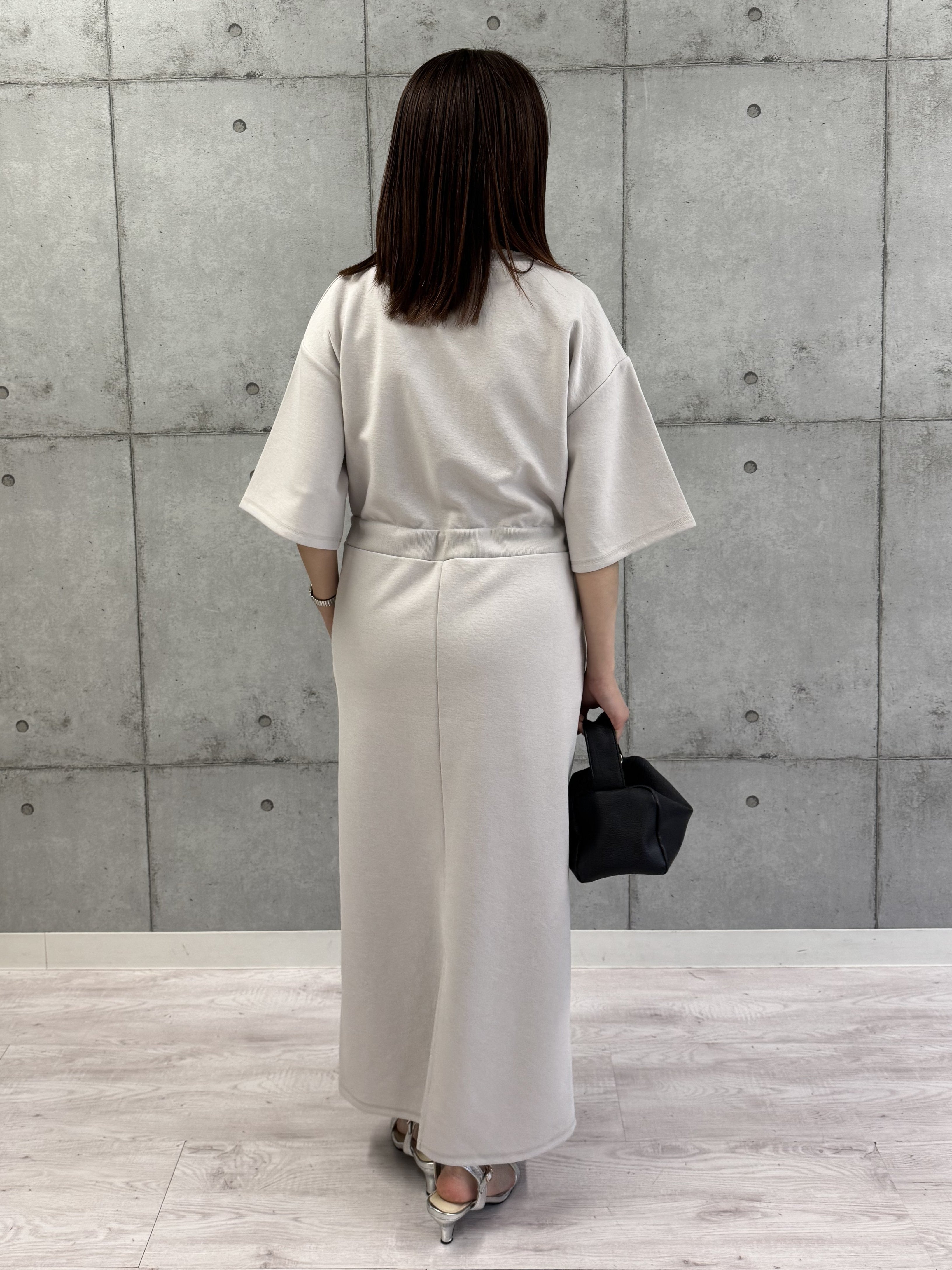 【ROSIEE】ロゴ刺繍ウエストマーク5分袖ワンピース/R810312