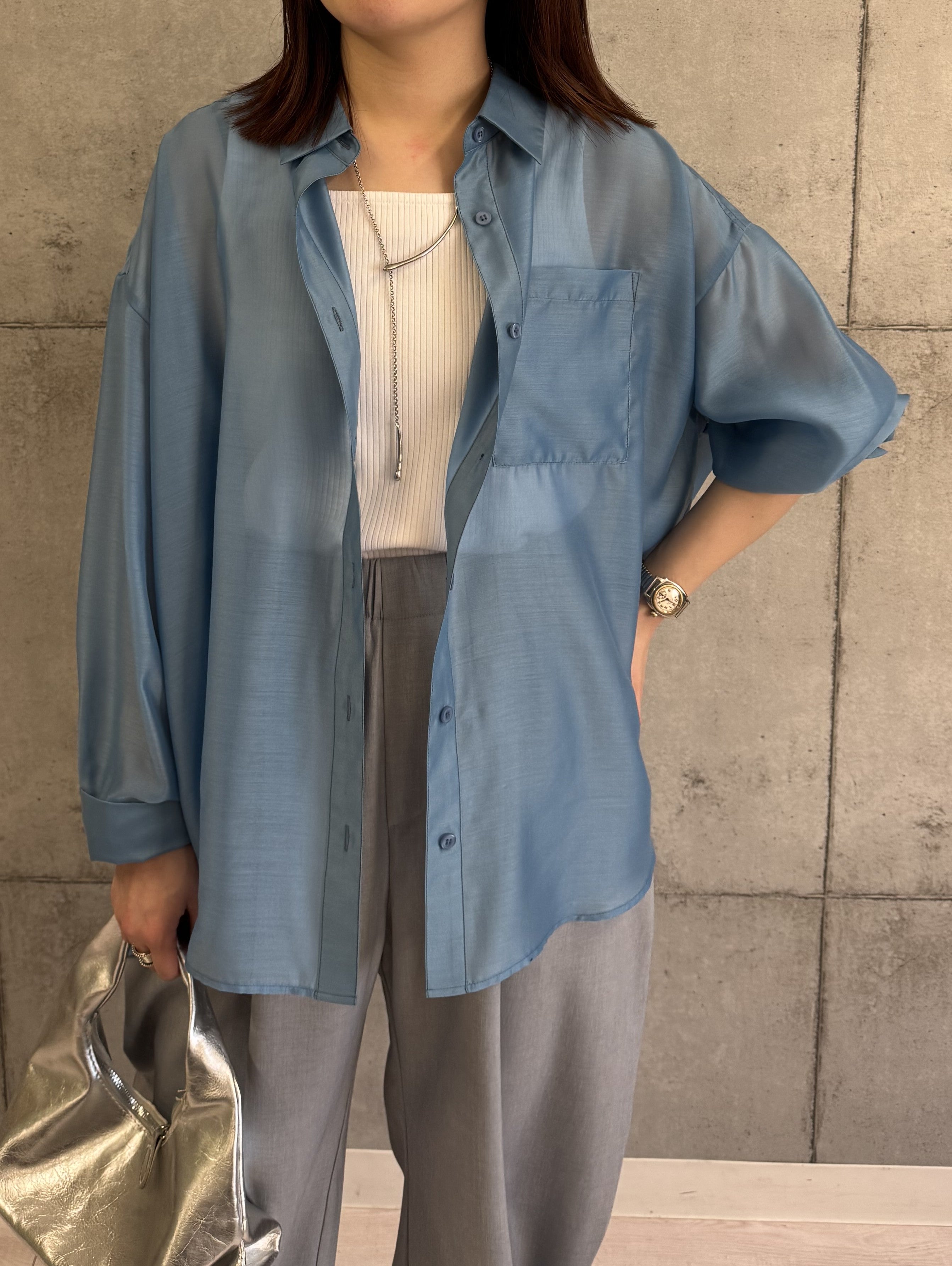 【ROSIEE】後ろシャーリングシアーシャツ/R813213