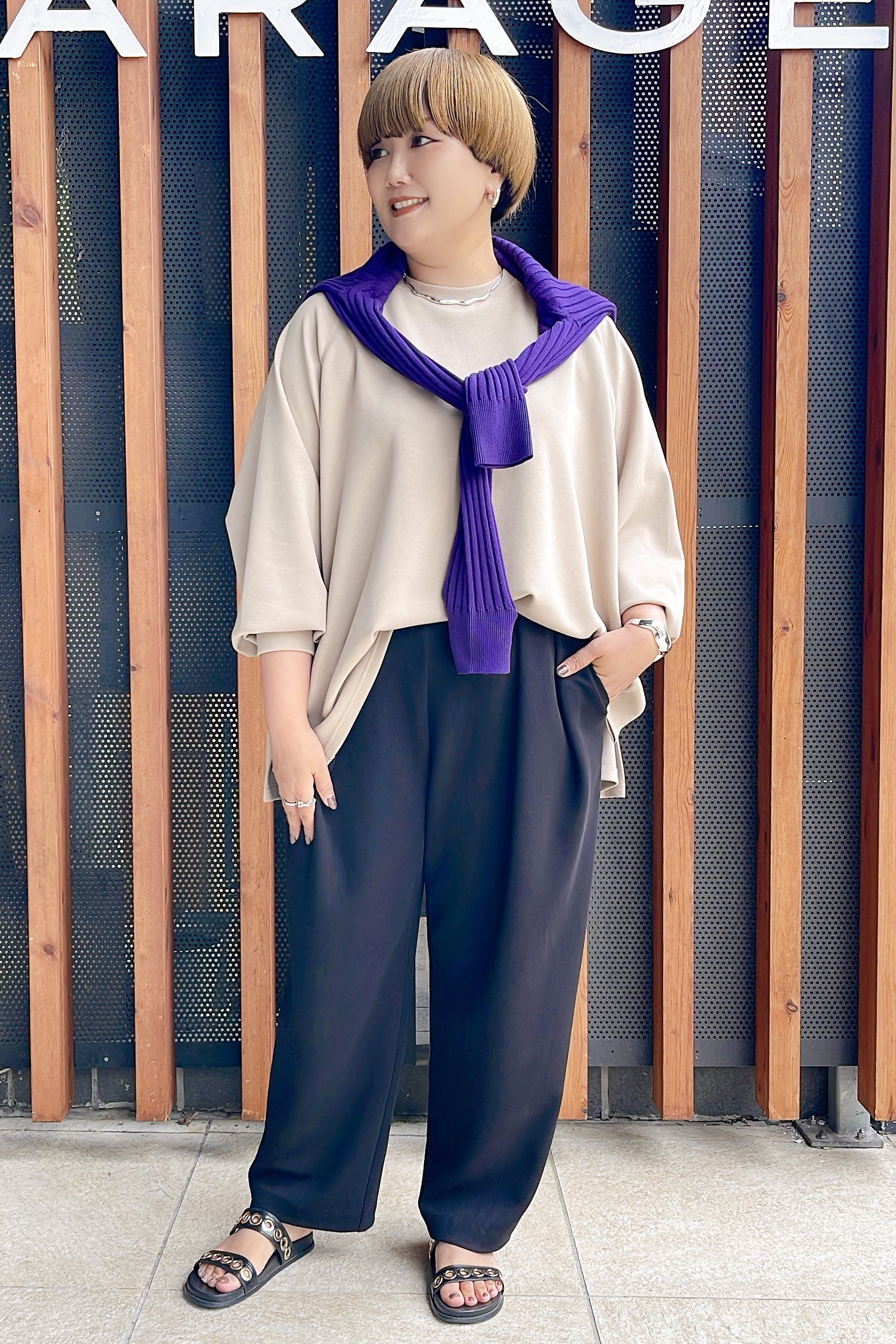 【MARGAUX VINTAGE】ロゴウエストタックパンツ/MG PT-26141-A