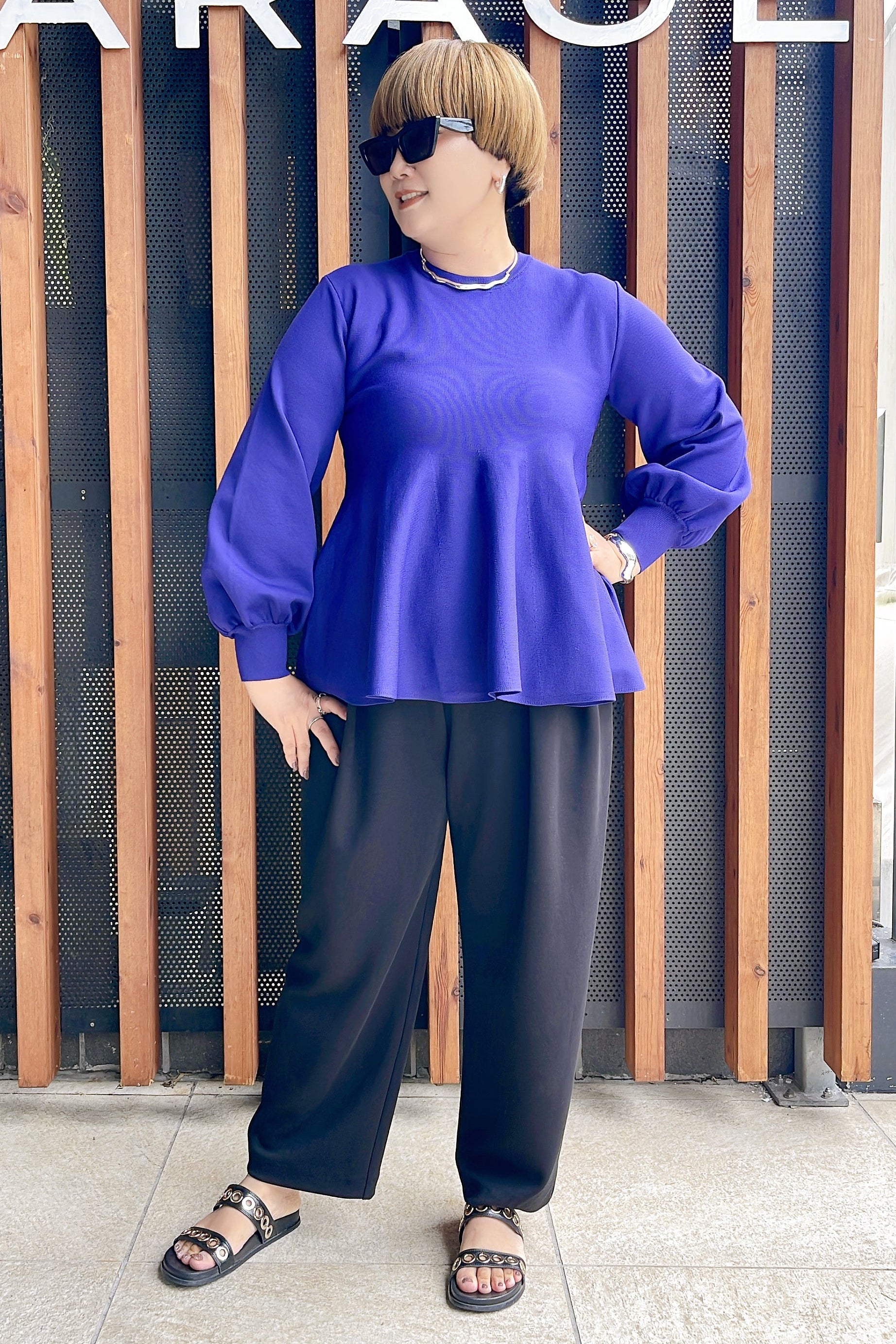 【MARGAUX VINTAGE】ロゴウエストタックパンツ/MG PT-26141-A