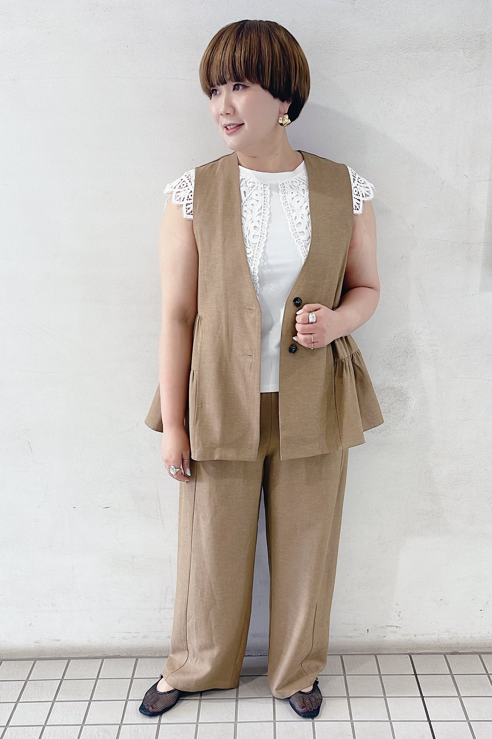 【CYAN TOKYO】レースカラーノースリトップス/601478