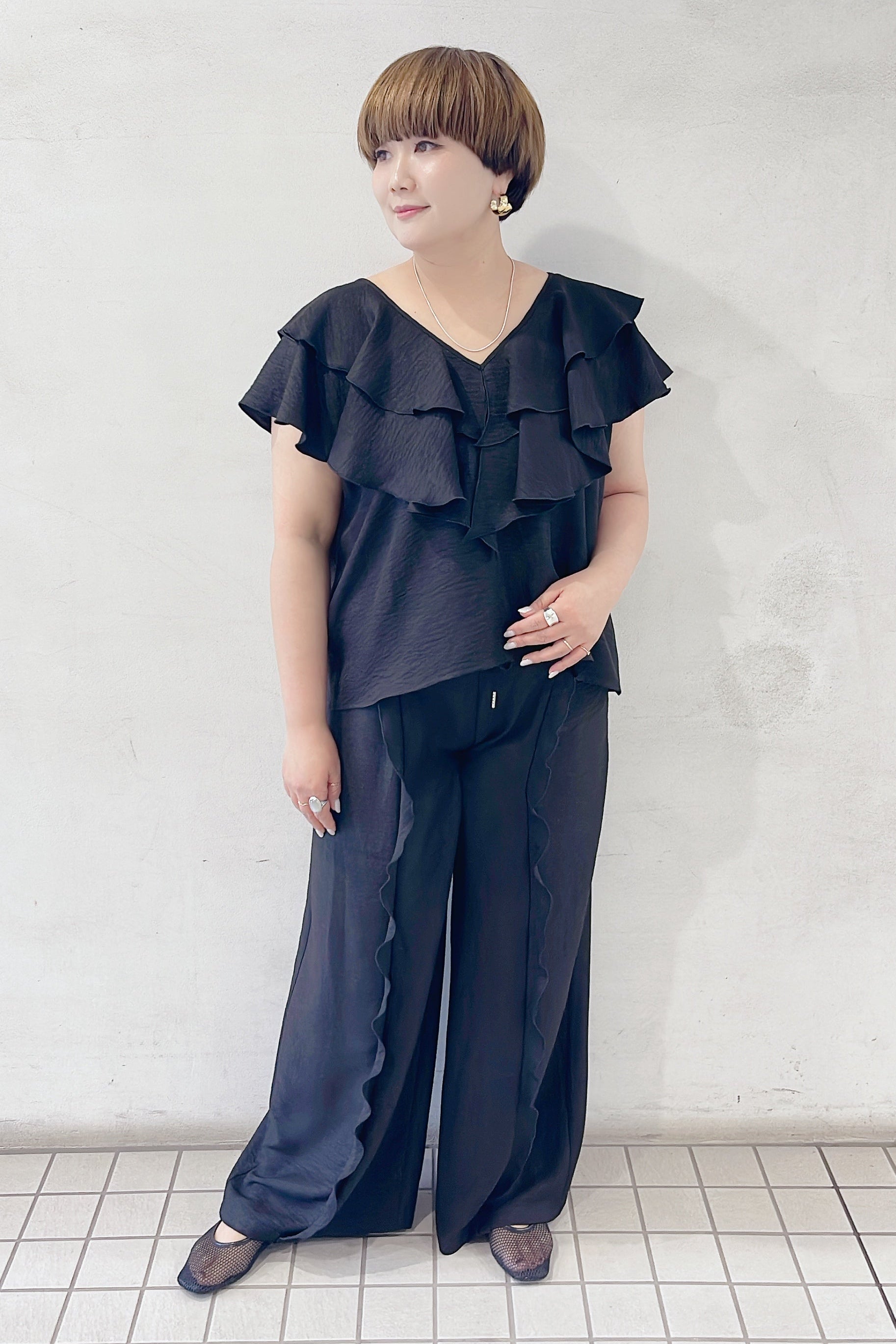 【CYAN TOKYO】レイヤーフリルフレンチトップス/601481