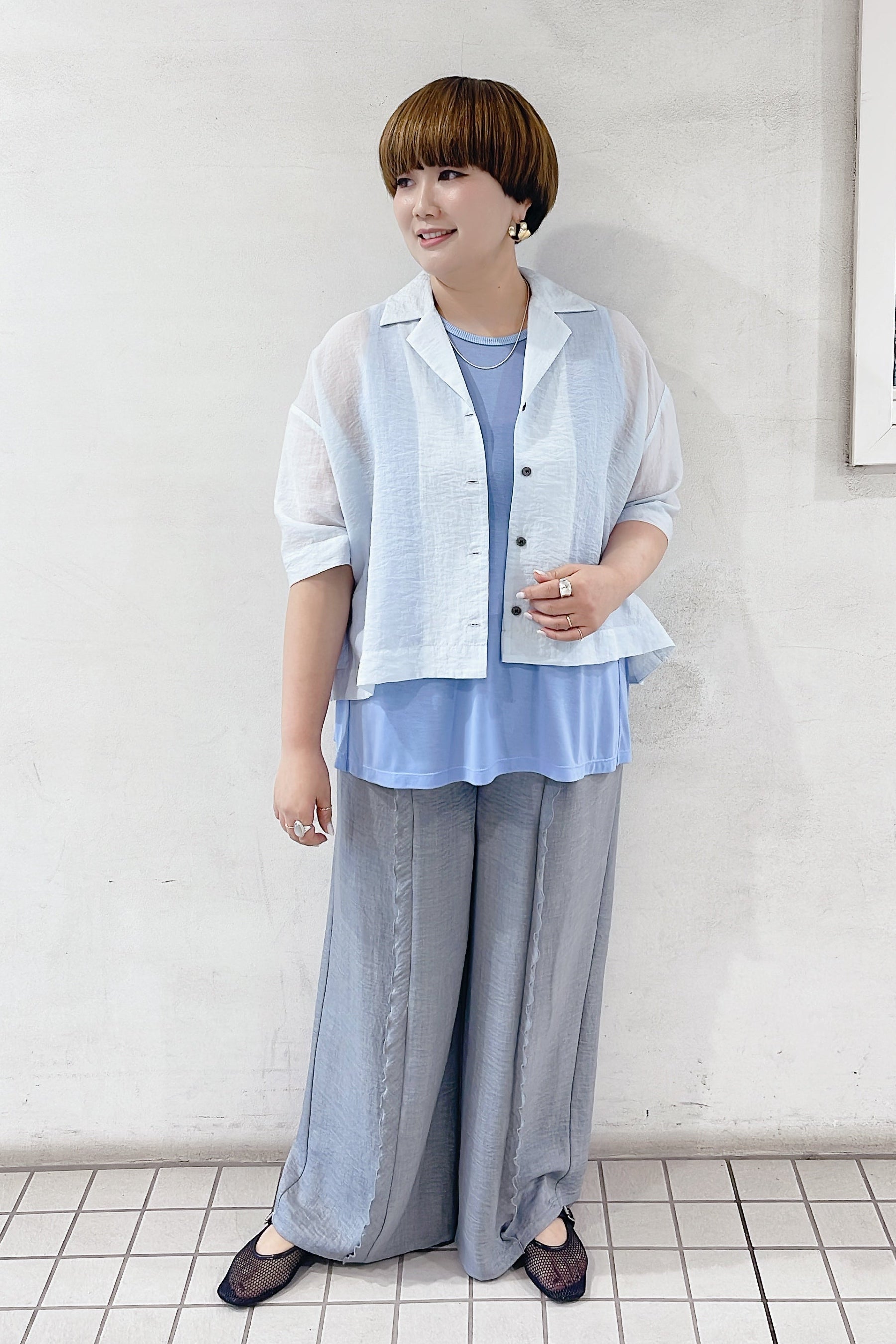 【CYAN TOKYO】フリルラインレイヤーウエストワイド/601482