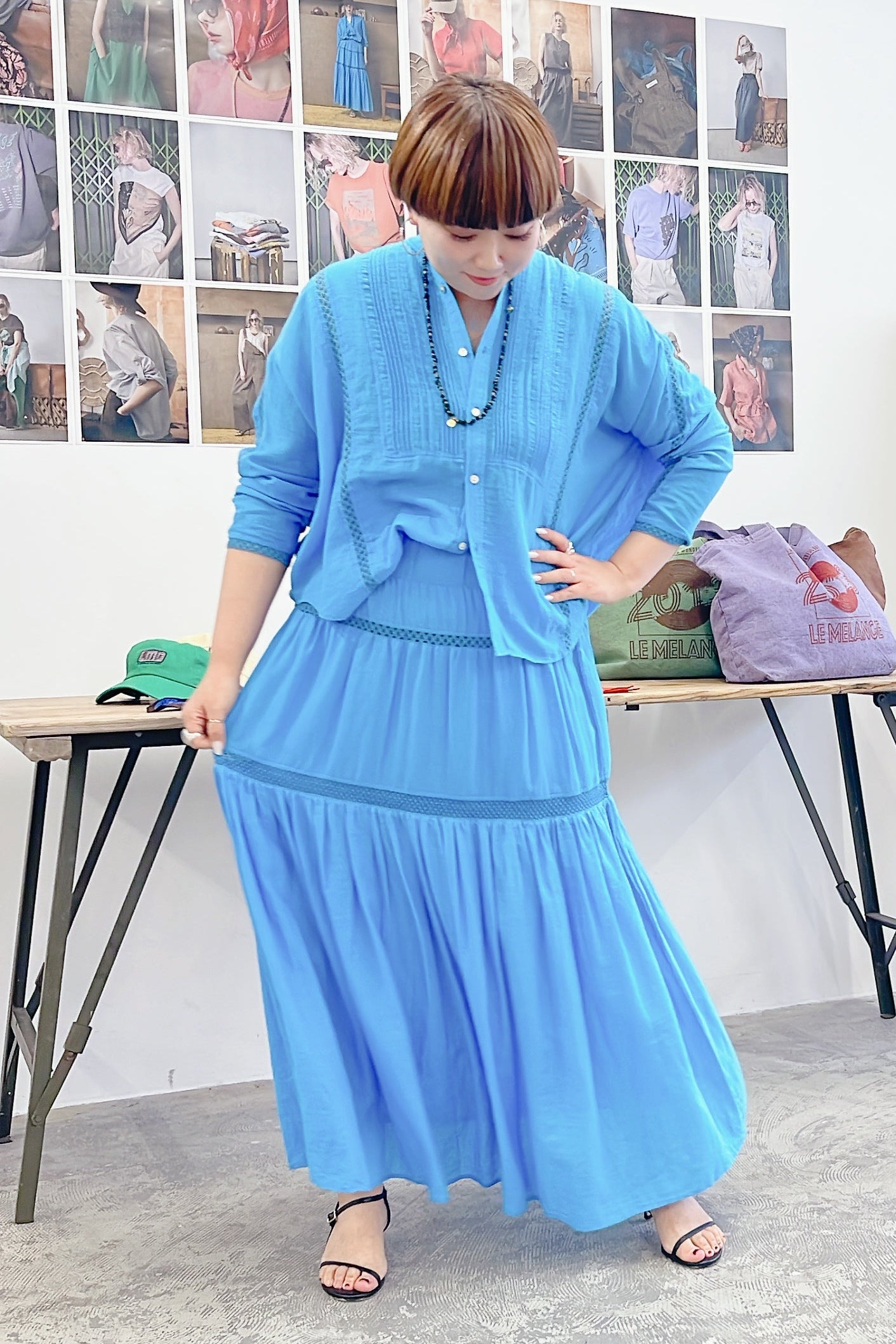 【LE MÉLANGE】長袖スタンドカラーシャツ/8623209