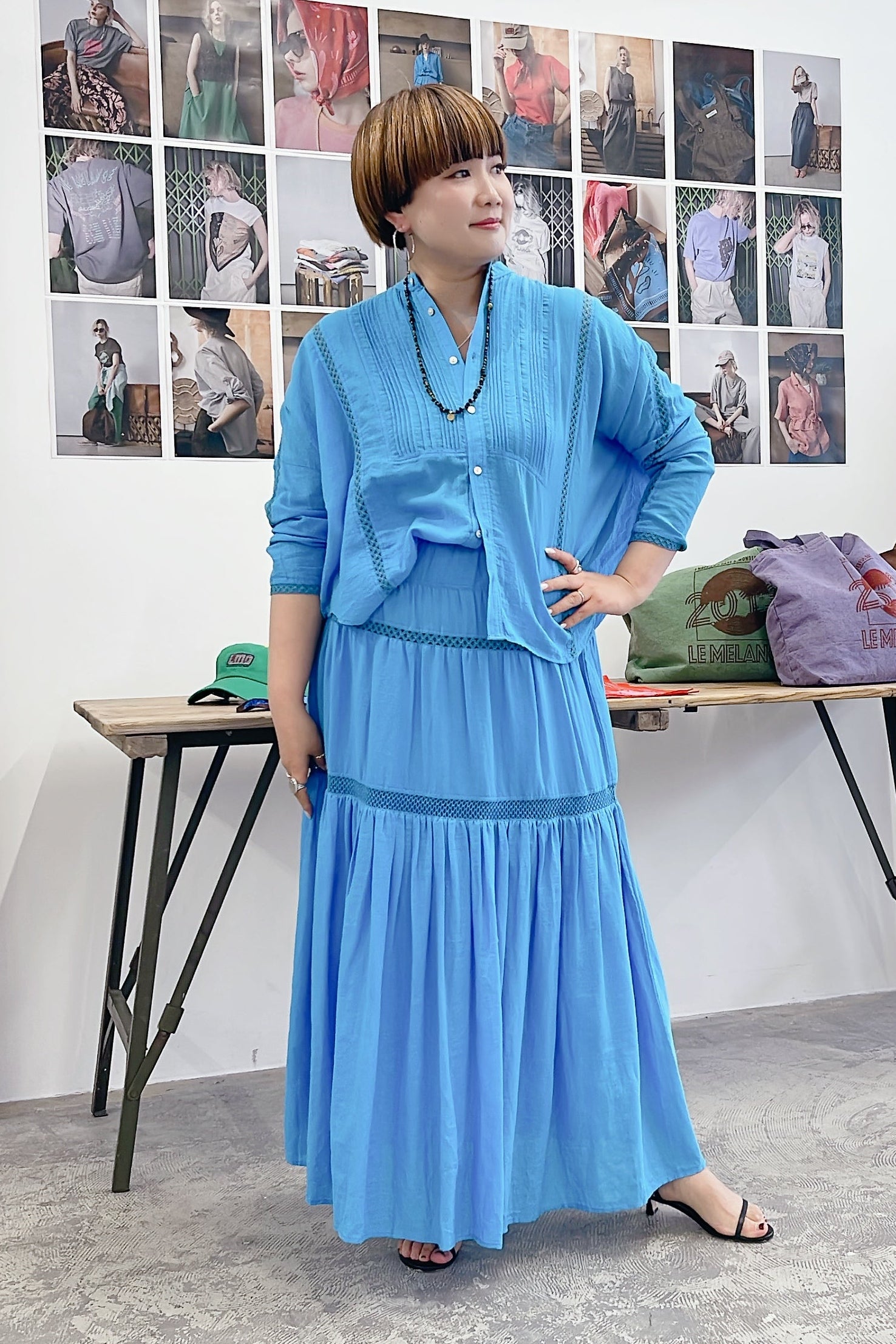 【LE MÉLANGE】長袖スタンドカラーシャツ/8623209