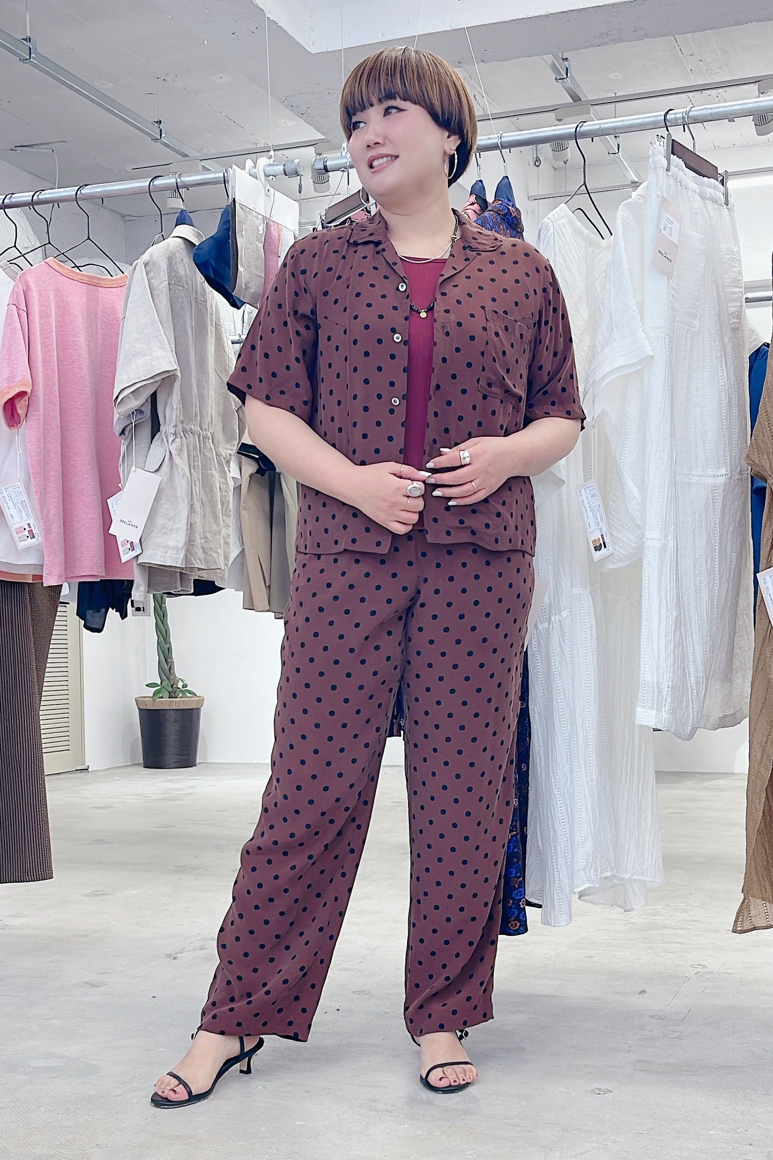 【LE MÉLANGE】ドットプリントイージーパンツ/8623501