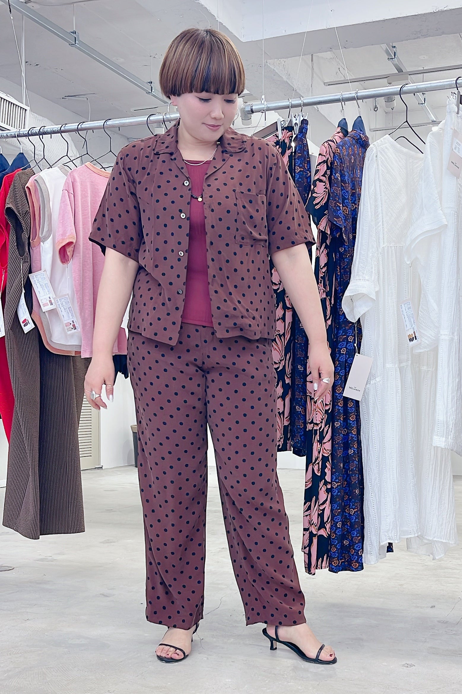 【LE MÉLANGE】ドットプリントイージーパンツ/8623501