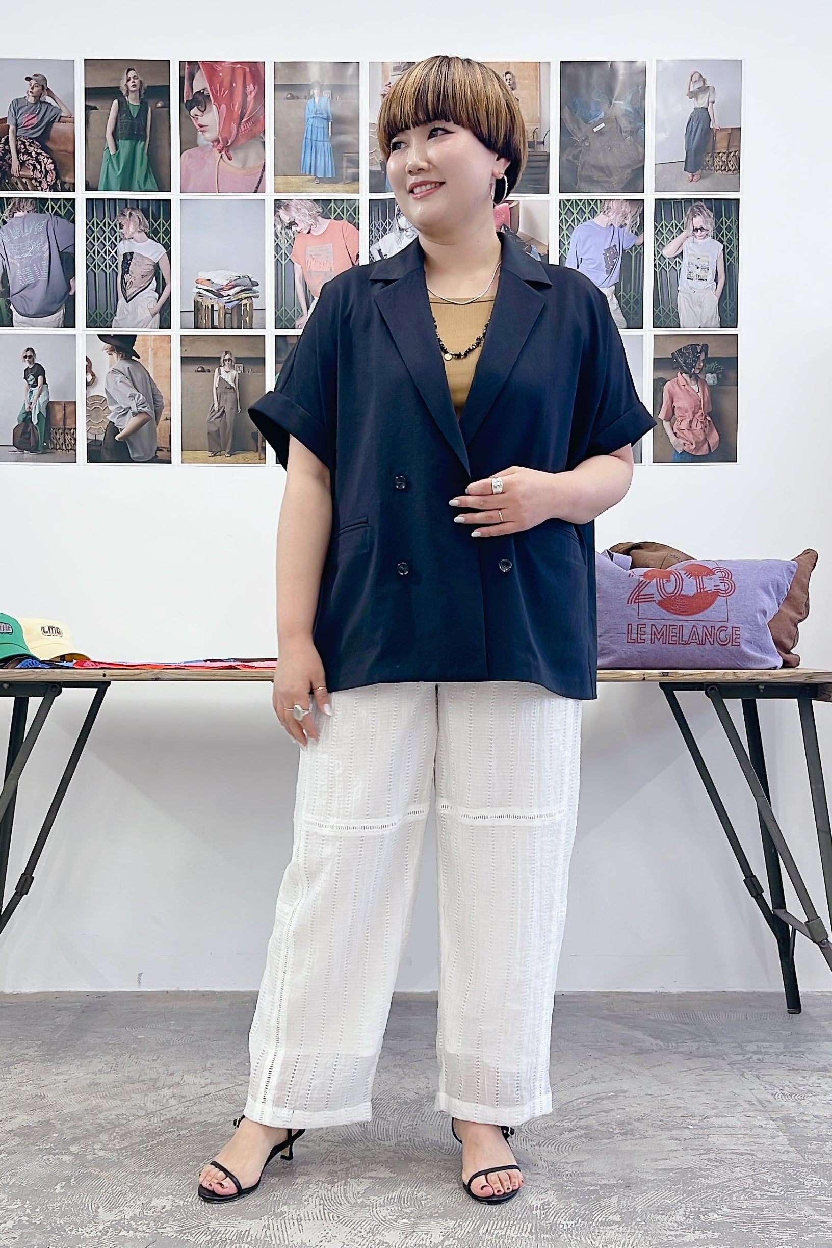 【LE MÉLANGE】接触冷感テーラードジャケット/8623801