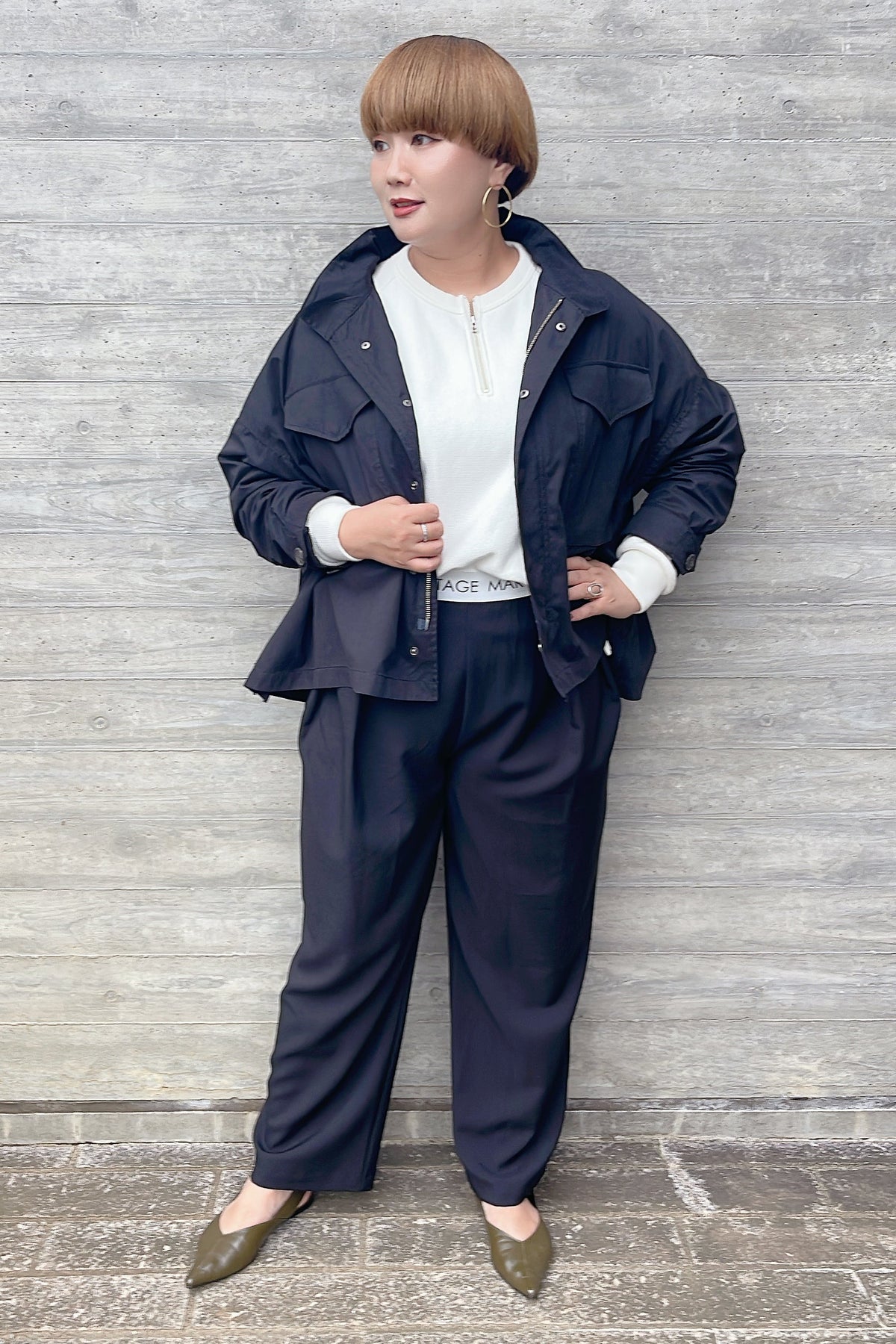 【MARGAUX VINTAGE】ロゴウエストタックパンツ/MG PT-26089-A