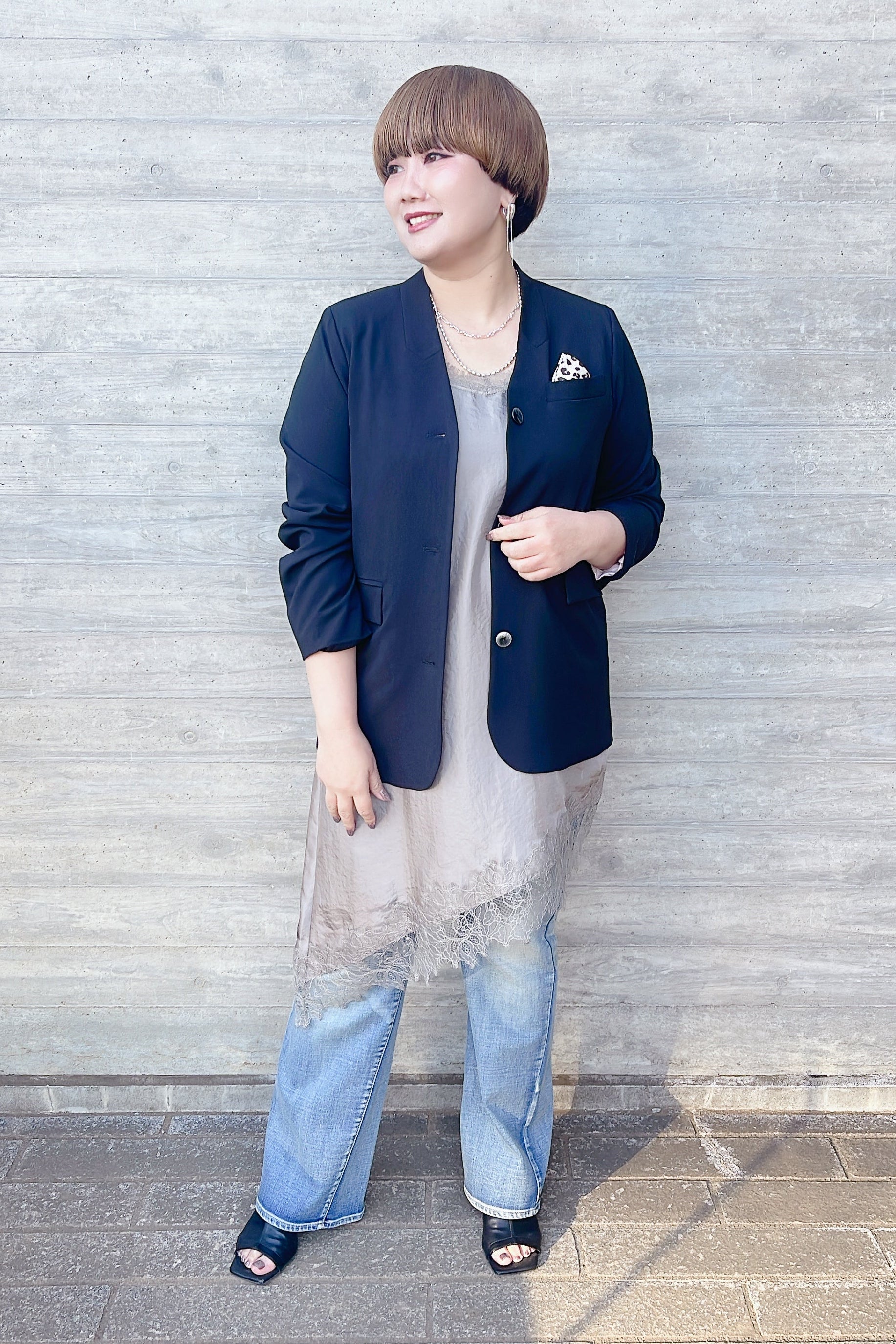 【MARGAUX VINTAGE】ショルダーパッドノーカラージャケット/MG JK-26005-S