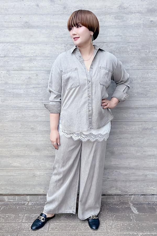 【PASSIONE】テンセルデニムワイドパンツ(セットアップ可)/616615