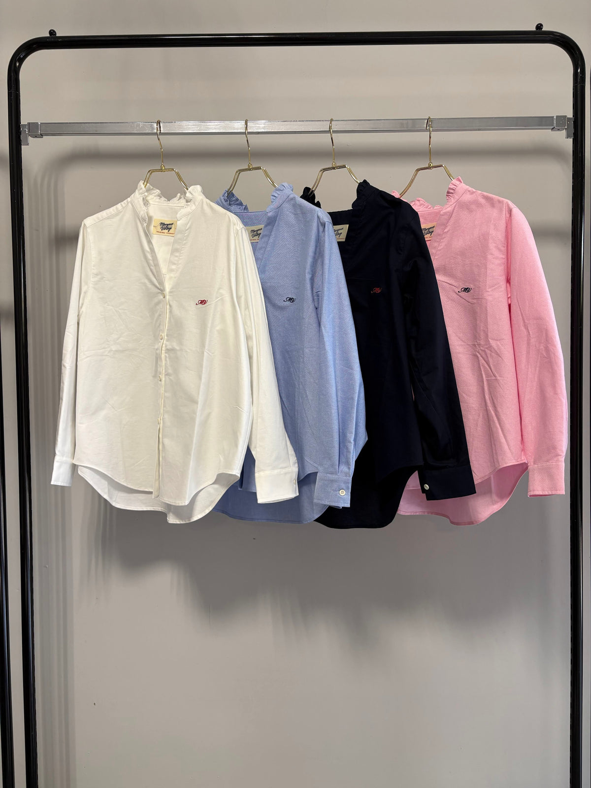 【MARGAUX VINTAGEO】オックスフォードフリルシャツ/MG BL-27013-S