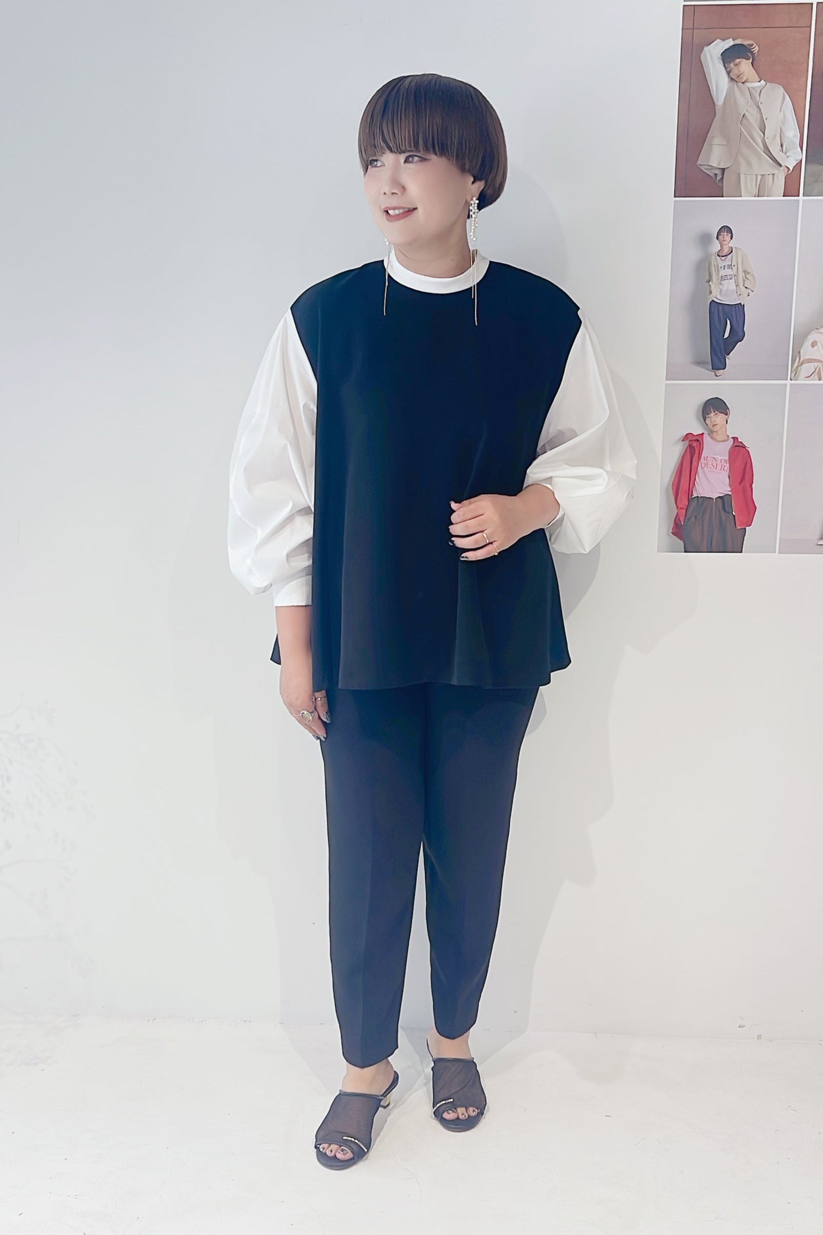 【CHIGNON】ボリューム袖ハイネックブラウス/1236-524-2MK