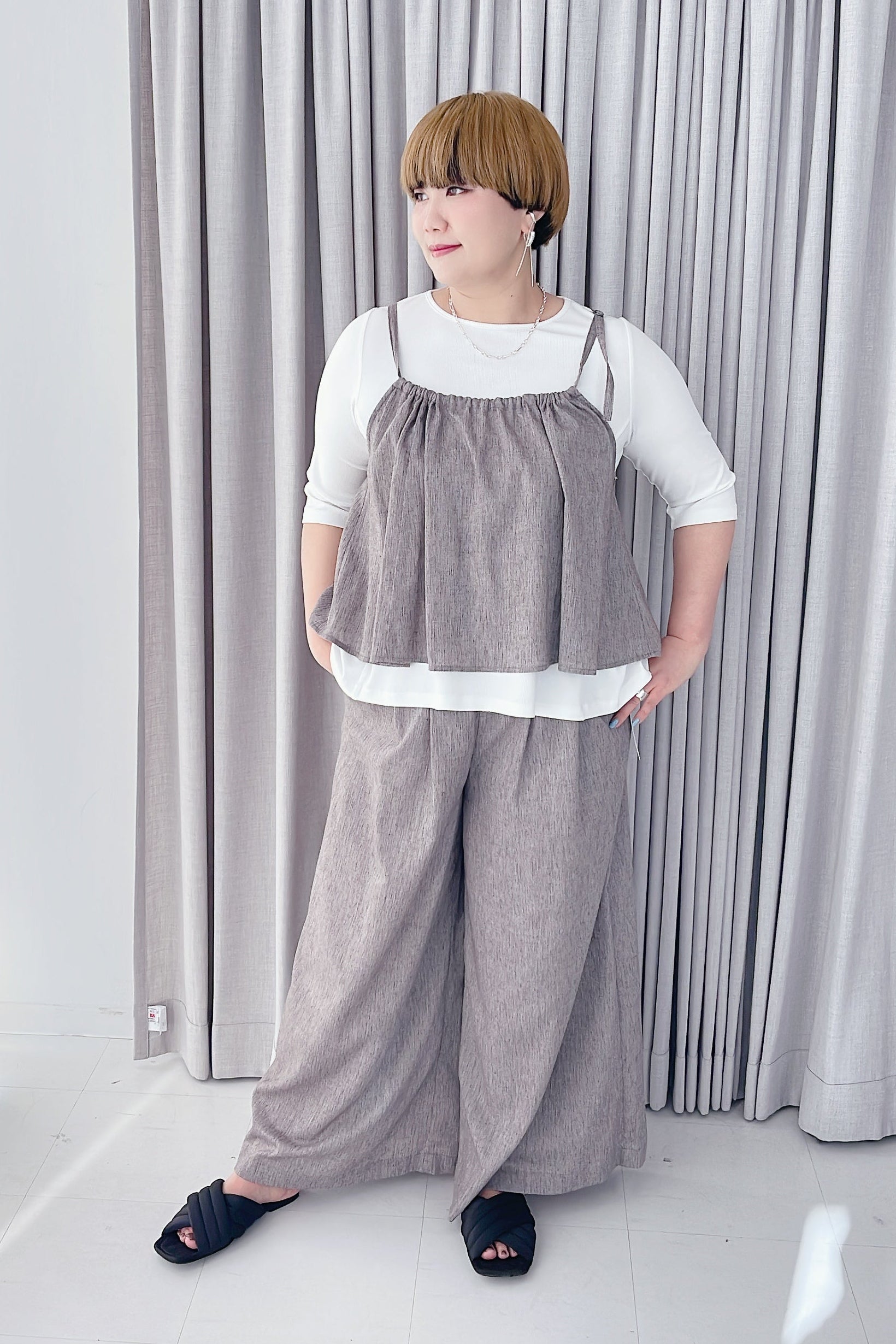 【ayane】リネン混スラブワイドパンツ/836607