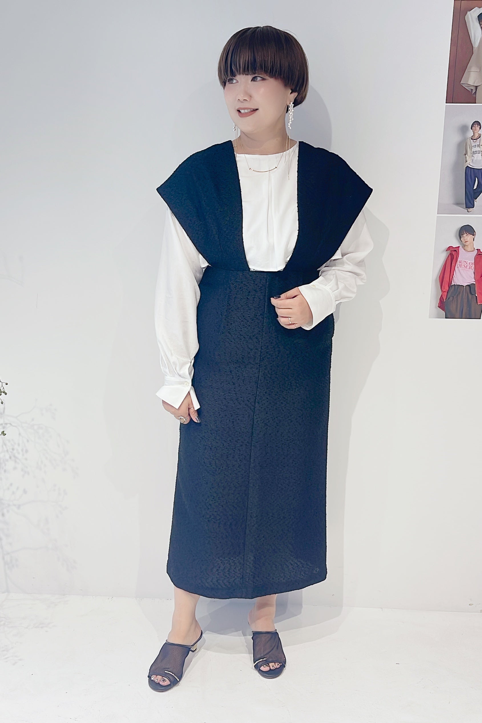 【CHIGNON】ネップツイードスクエアーネックワンピース/5856-412KK