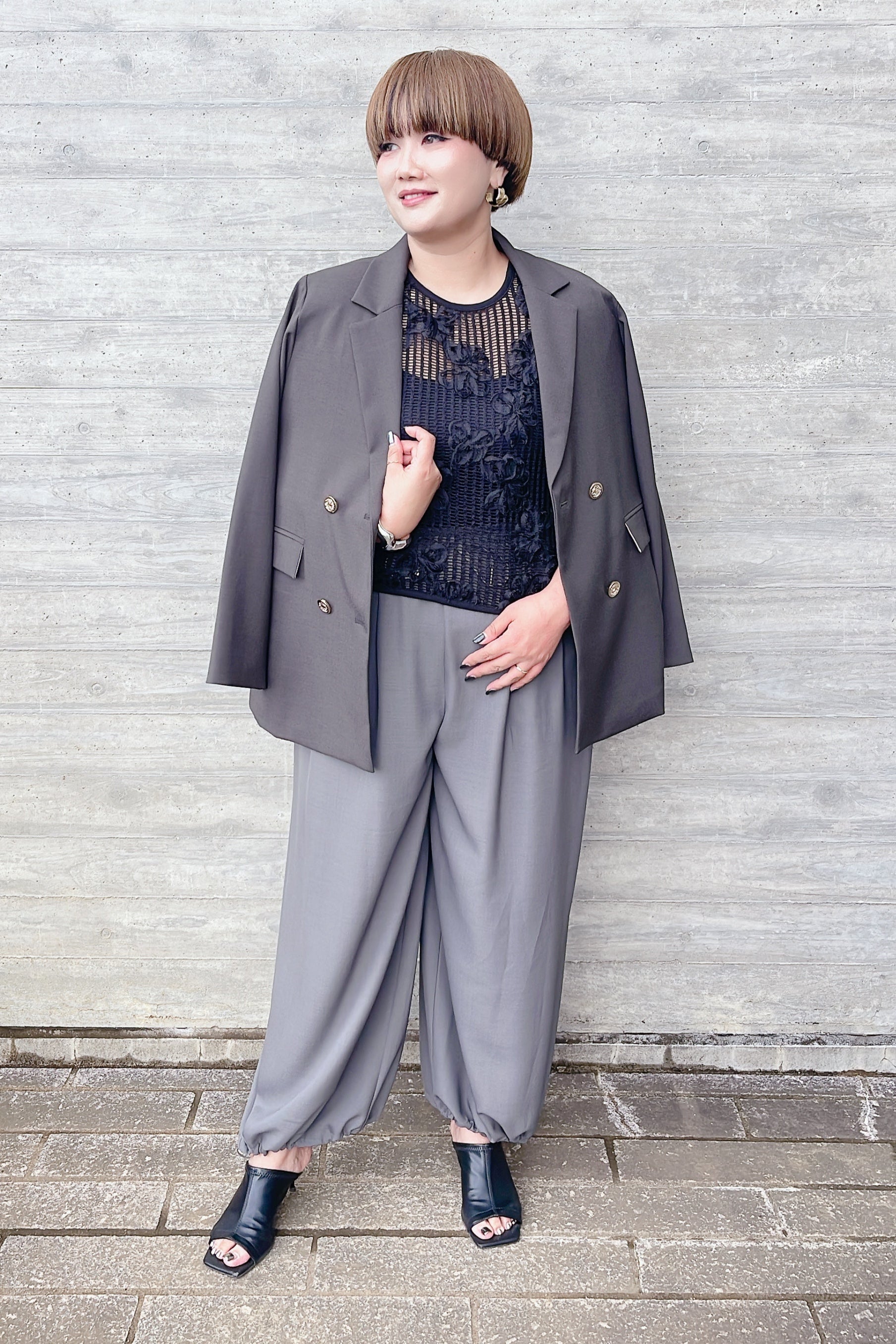 【MARGAUX VINTAGE】ショルダーパッドダブルブレストジャケット/MG JK-25074-A