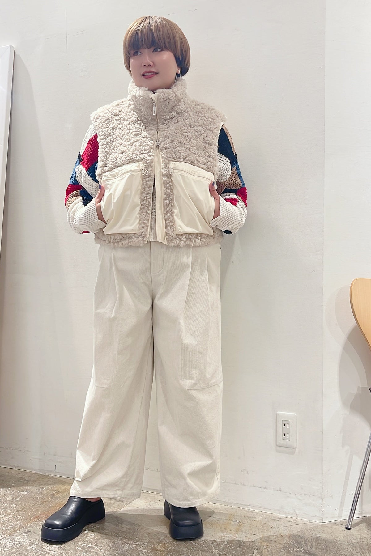 【再入荷】【WYTE】ウールボア&ナイロンΣラインハイブリットベスト/12-11130