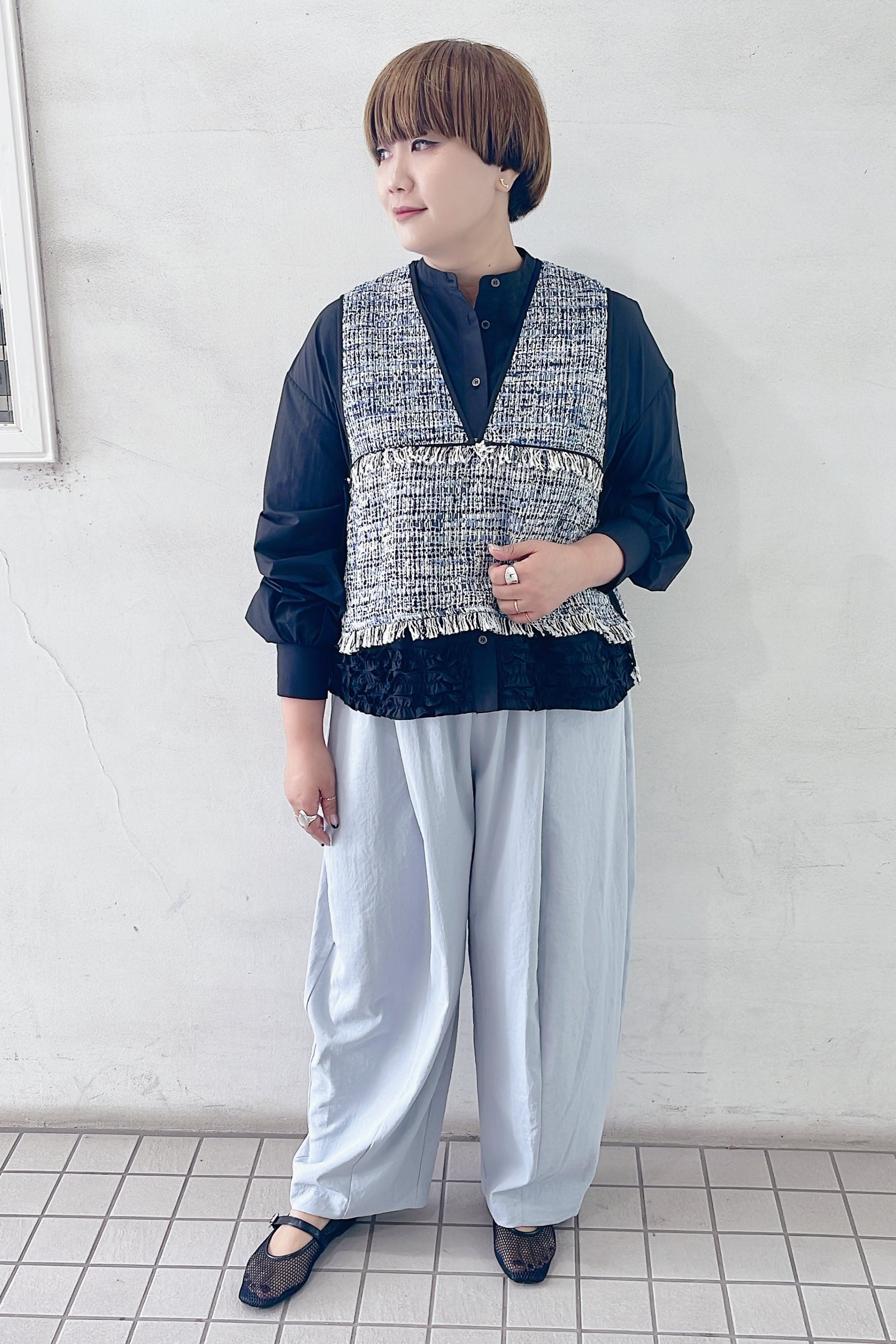 CYAN TOKYO】バックオーバートリムツイードベスト/610436