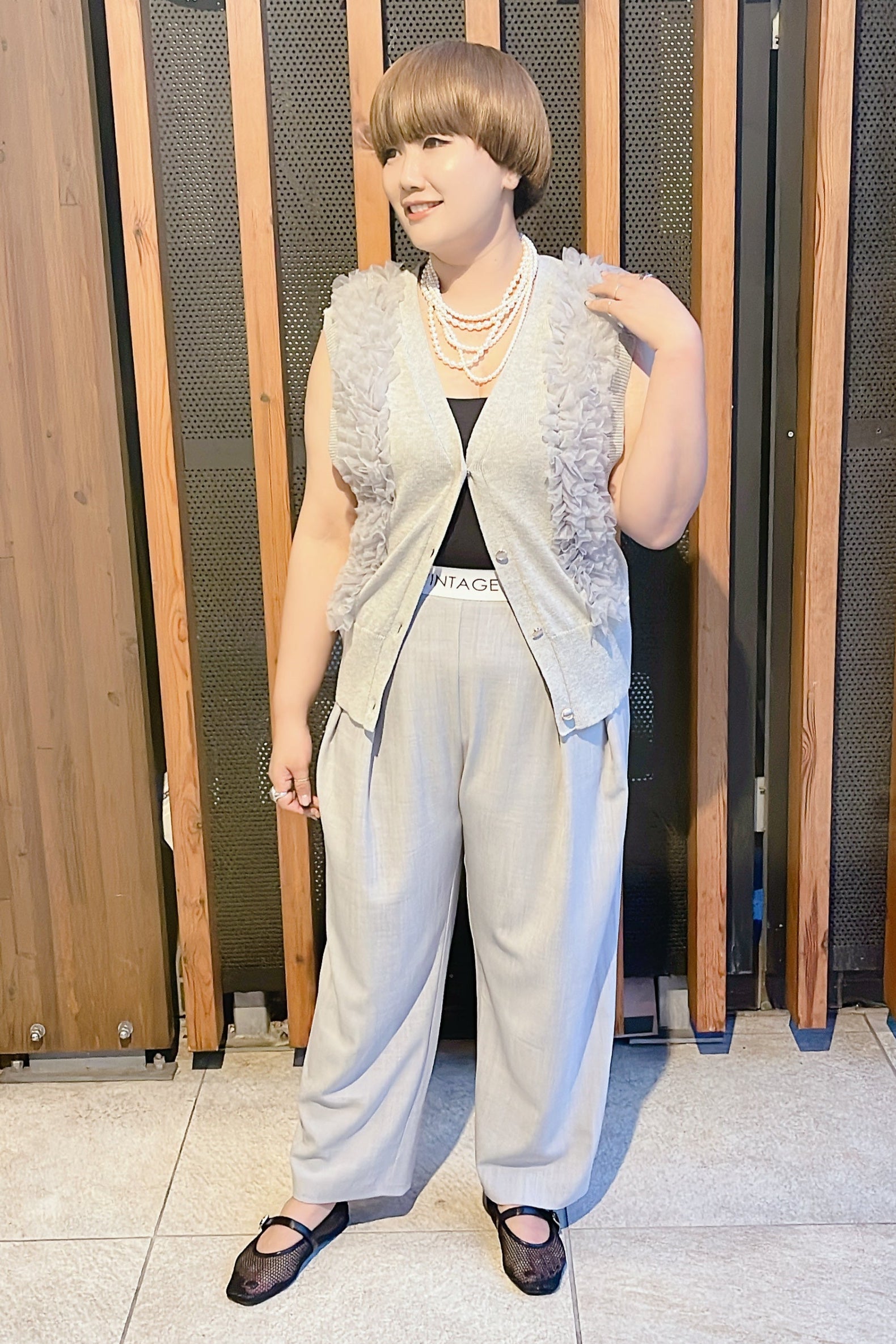 【MARGAUX VINTAGE】チュールフリルベスト/MG KN-26021-S