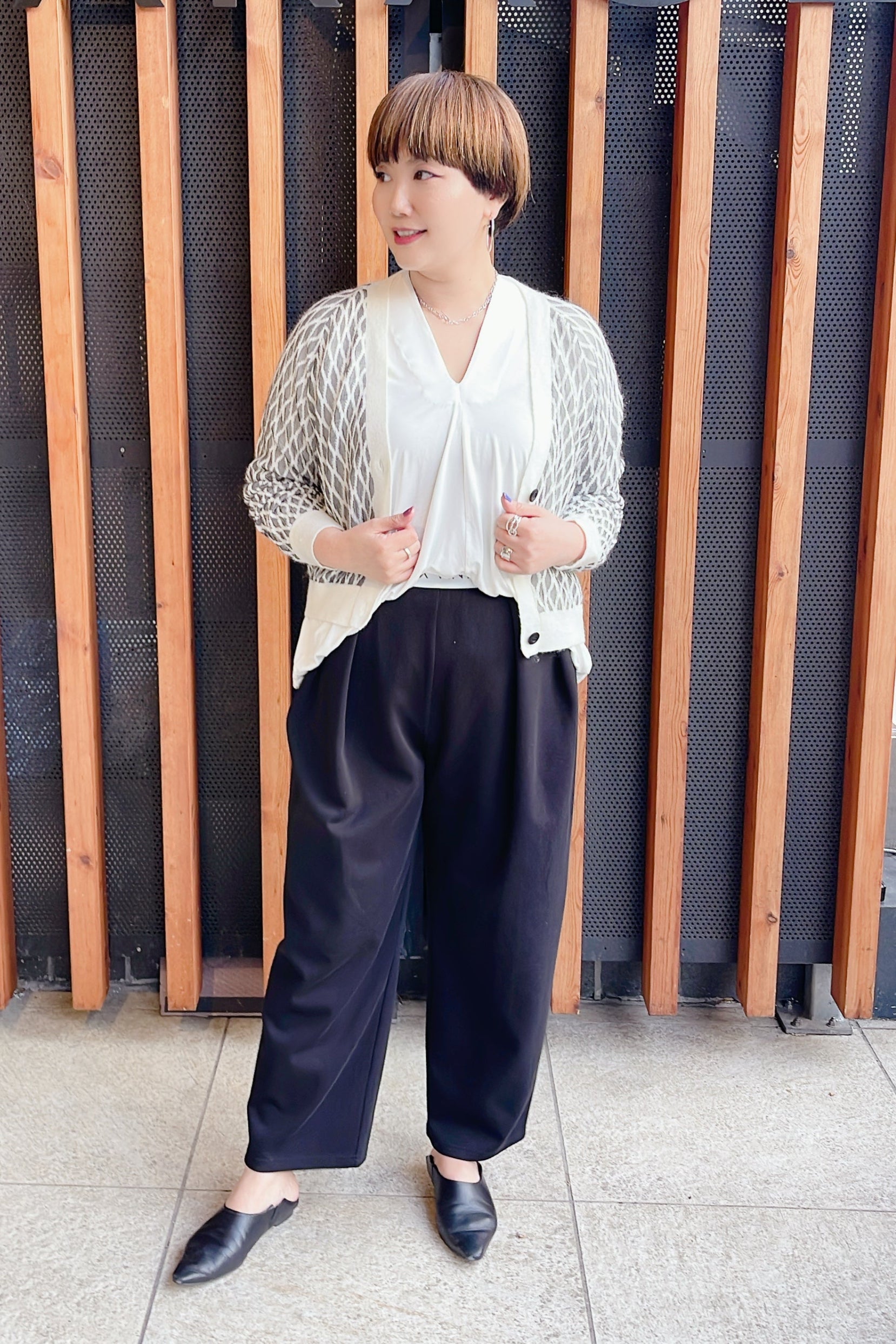 MARGAUX VINTAGE】ロゴウエストゴムタックパンツ/MG PT-25084-A