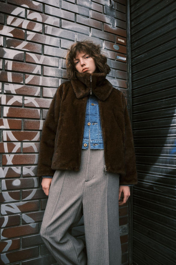 【LE MÉLANGE】エコファーノーカラーブルゾン/8643805