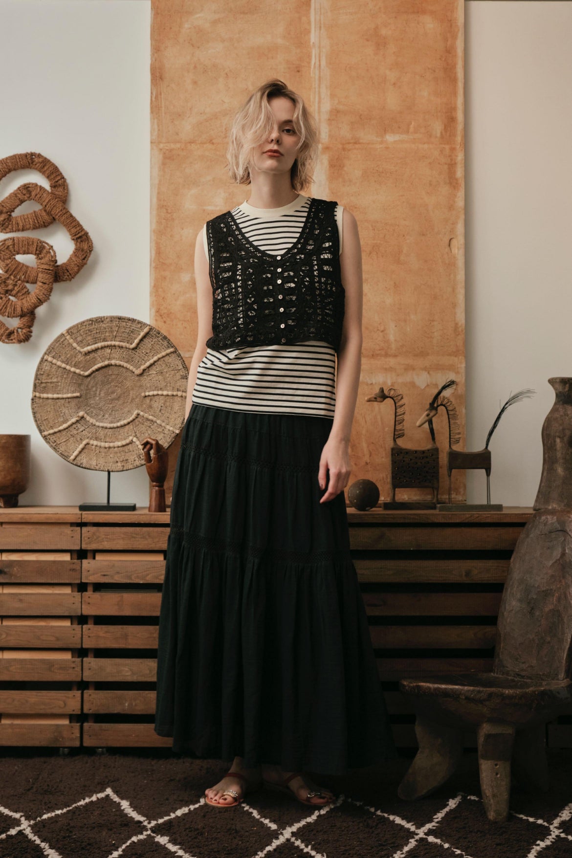 【LE MÉLANGE】バテンレースショートベスト/8623208