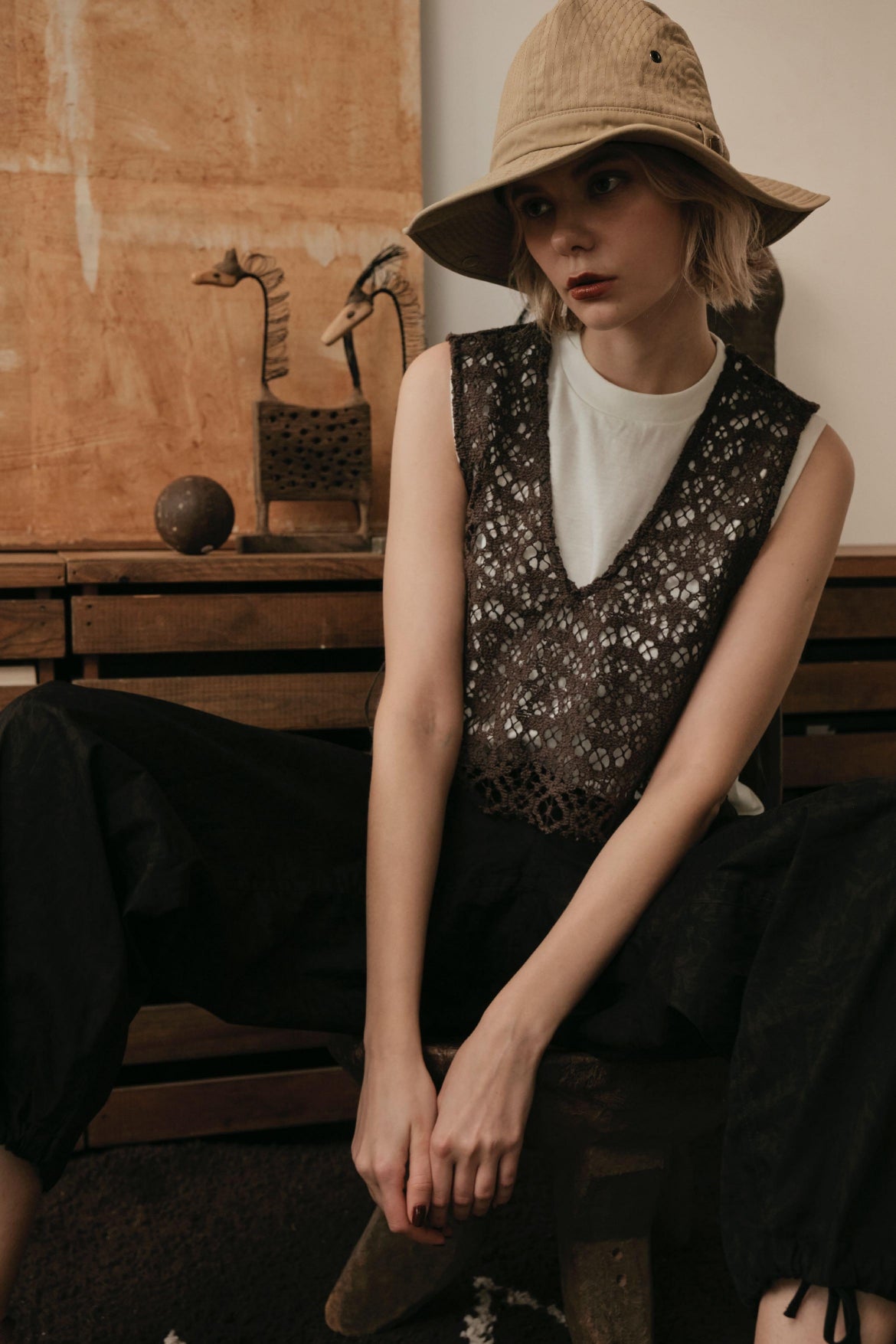 【LE MÉLANGE】ラッセルレースベスト/8623202