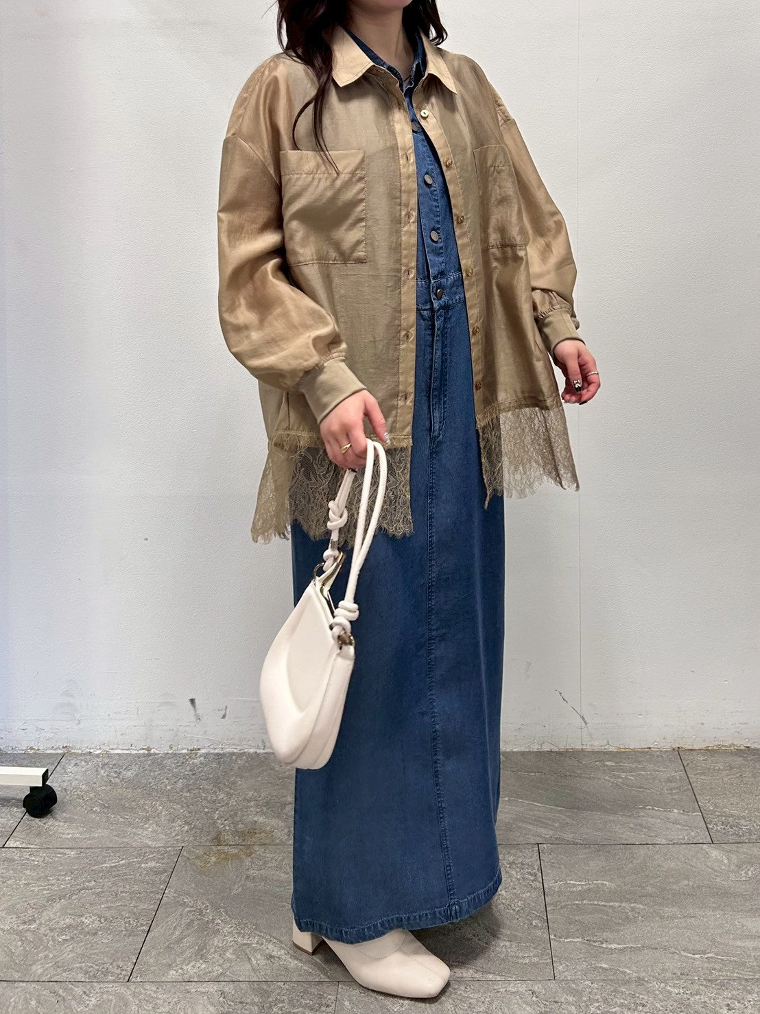 【ROSIEE】裾レースシアーシャツ/R813208