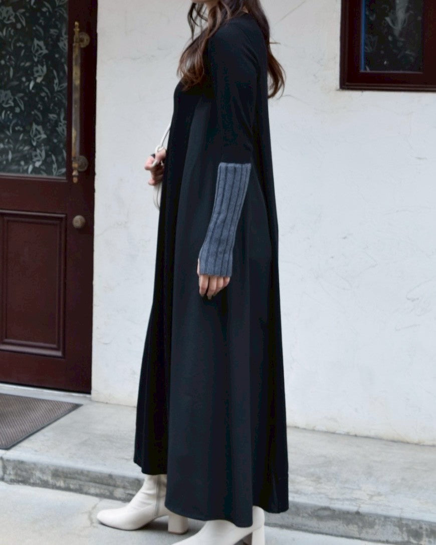 【ROSIEE】アームウォーマーライク布帛ドッキングニット/R781215