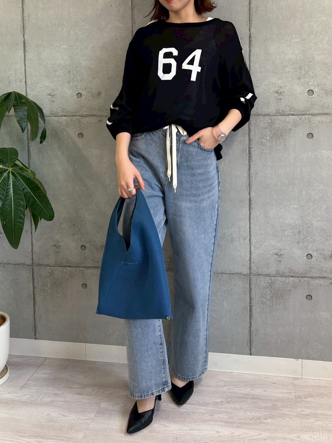 【ROSIEE】ナンバープリント袖配色ラインニット/R781245