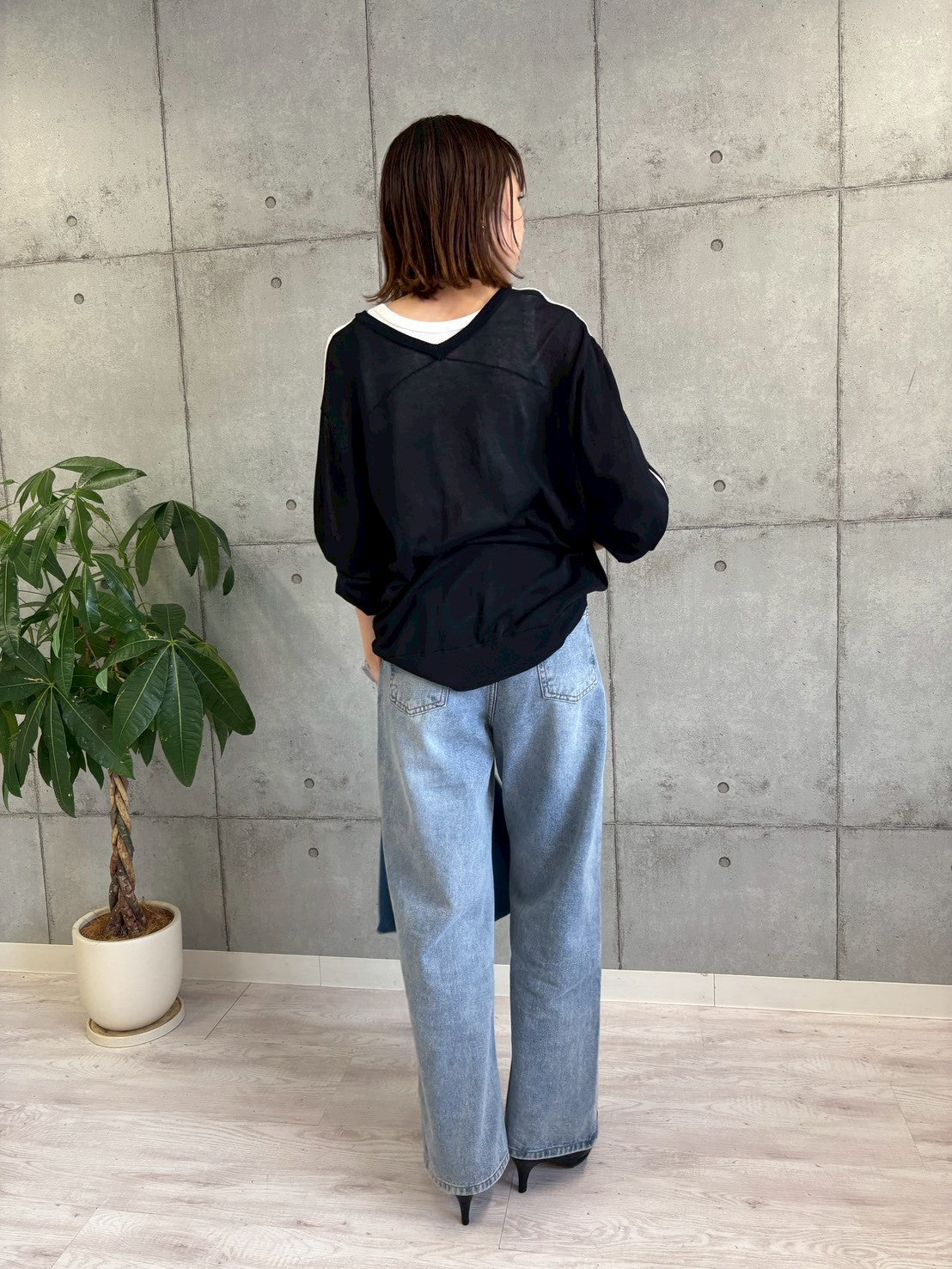 【ROSIEE】ナンバープリント袖配色ラインニット/R781245