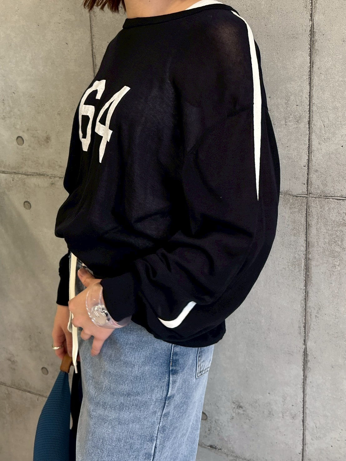 【ROSIEE】ナンバープリント袖配色ラインニット/R781245