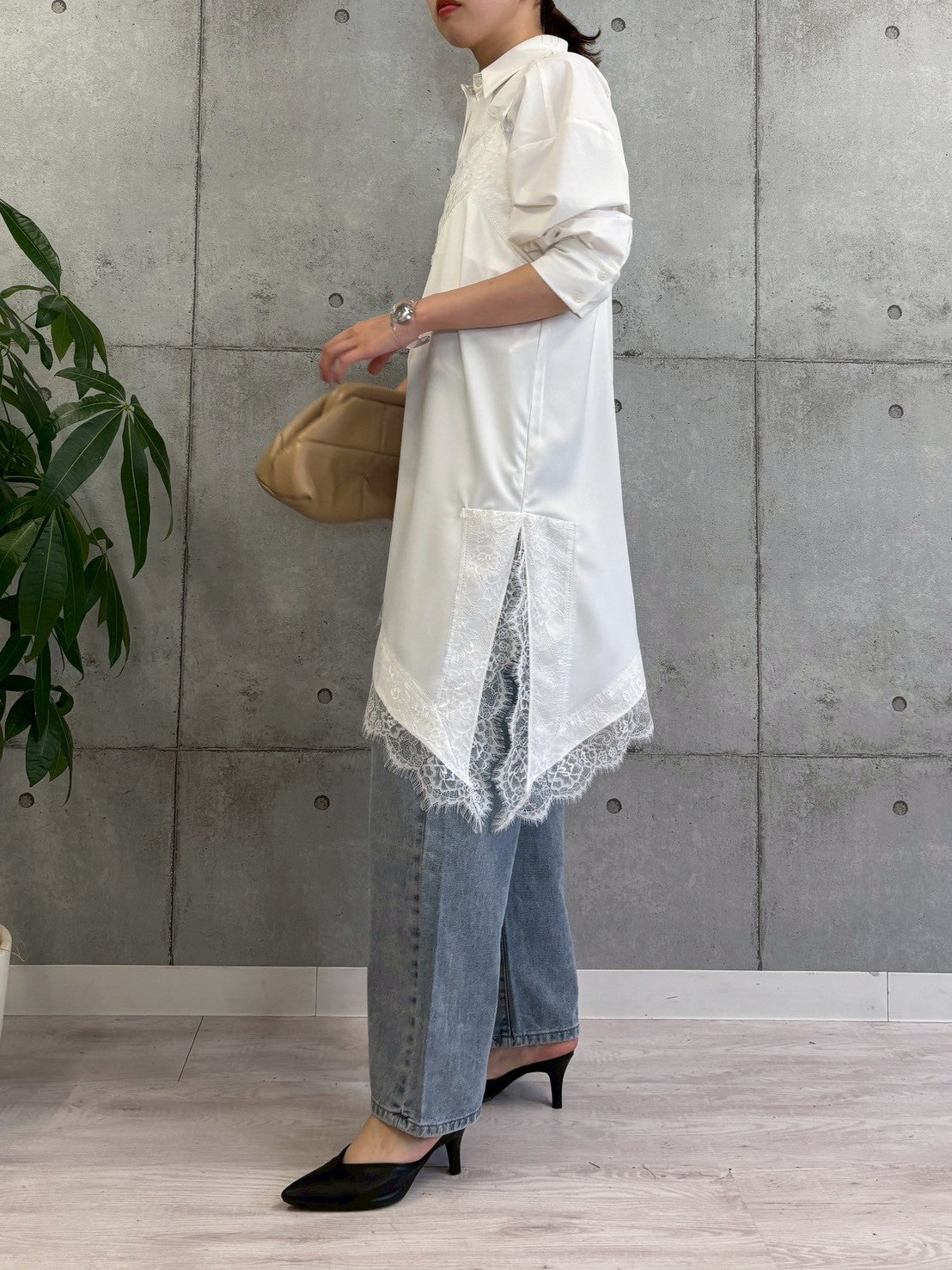 【ROSIEE】アシメントリーサテンレースキャミワンピース/R783239