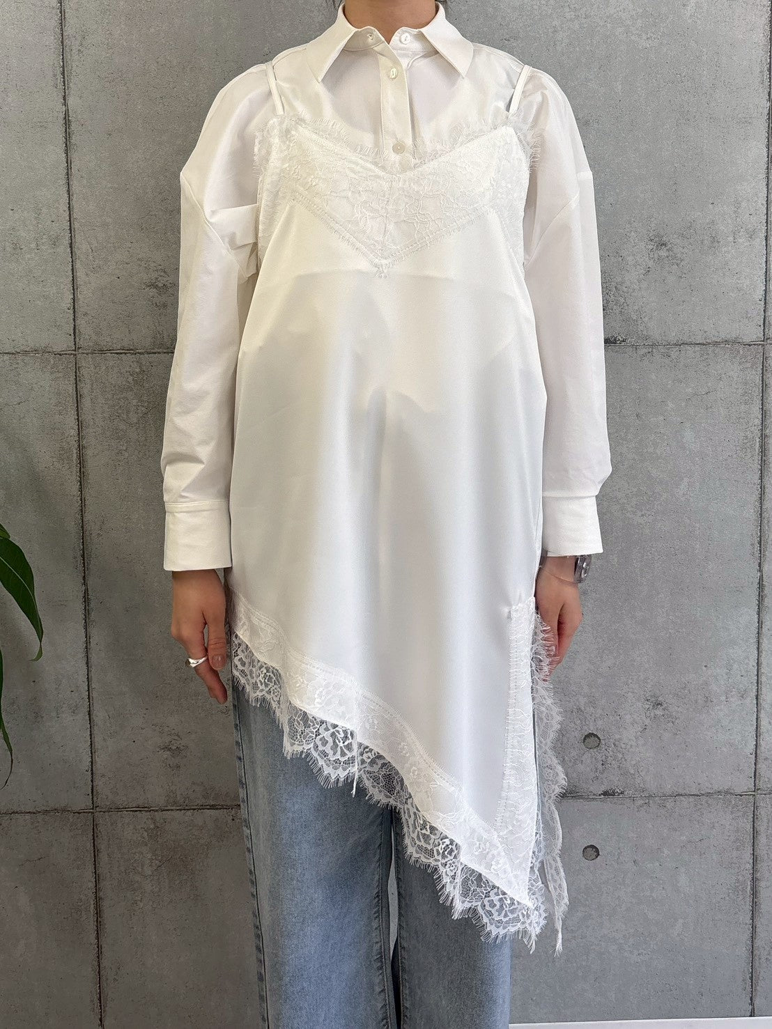 【ROSIEE】アシメントリーサテンレースキャミワンピース/R783239