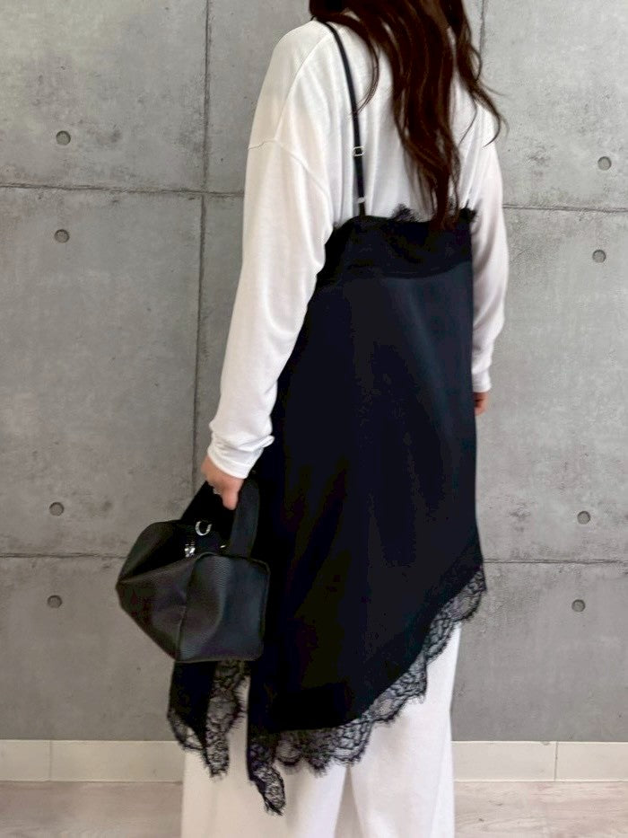 【ROSIEE】アシメントリーサテンレースキャミワンピース/R783239