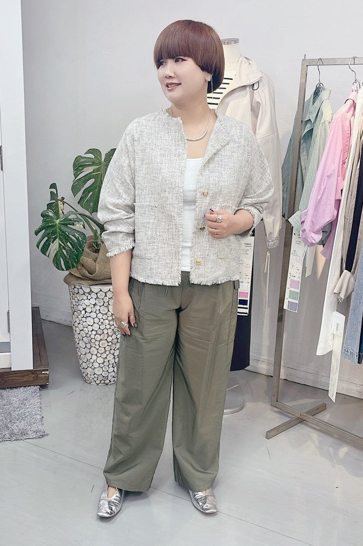 【cafune】メッシュツイードノーカラージャケット/15401