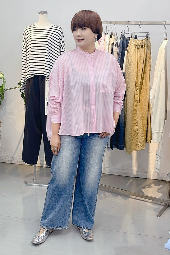 【PASSIONE】バックギャザーストライプシャツ/16935