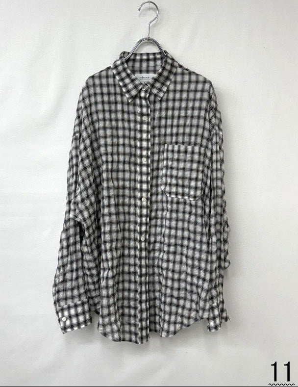 【cafune】シャーリングチェックリラックスシャツ/15902