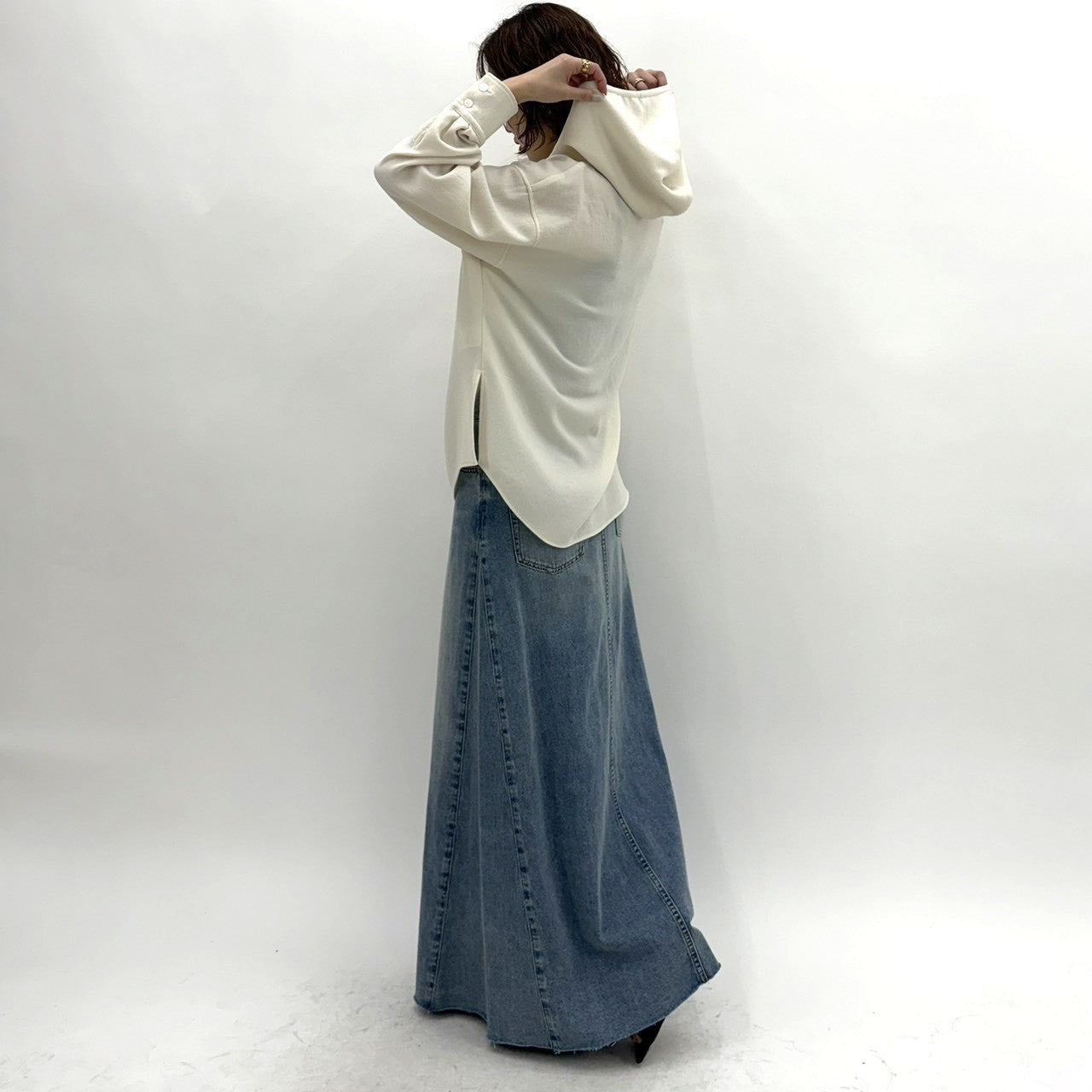 【cafune】ストレッチジョーゼットフーディ/15954