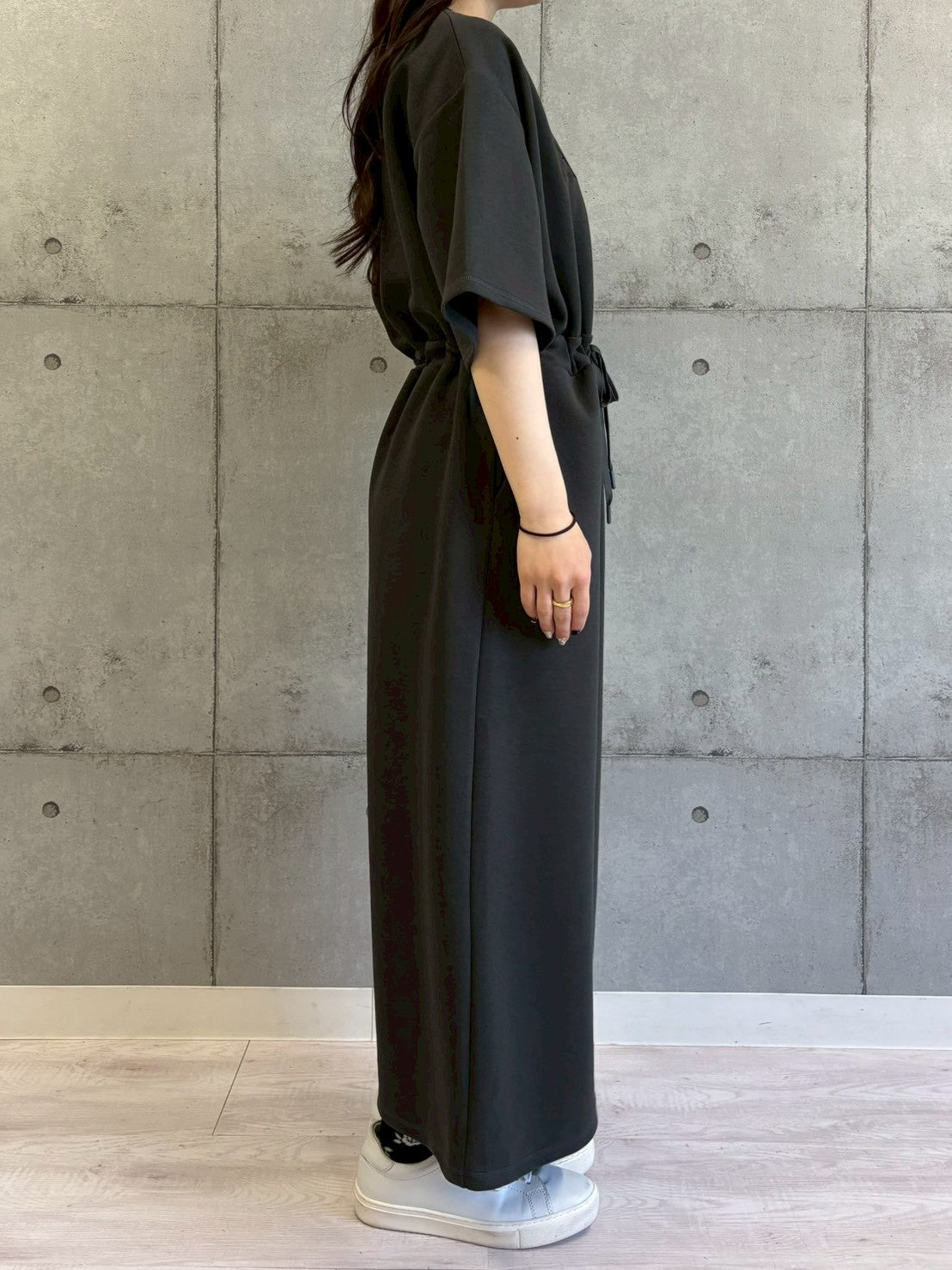 【ROSIEE】ロゴ刺繍ウエストマーク5分袖ワンピース/R810312