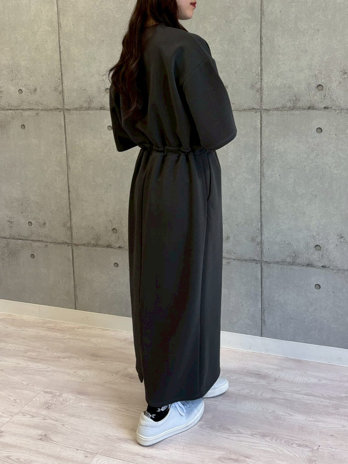 【ROSIEE】ロゴ刺繍ウエストマーク5分袖ワンピース/R810312