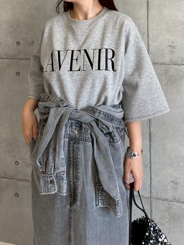 【ROSIEE】ロゴ刺繡5分袖スウェット/R750332